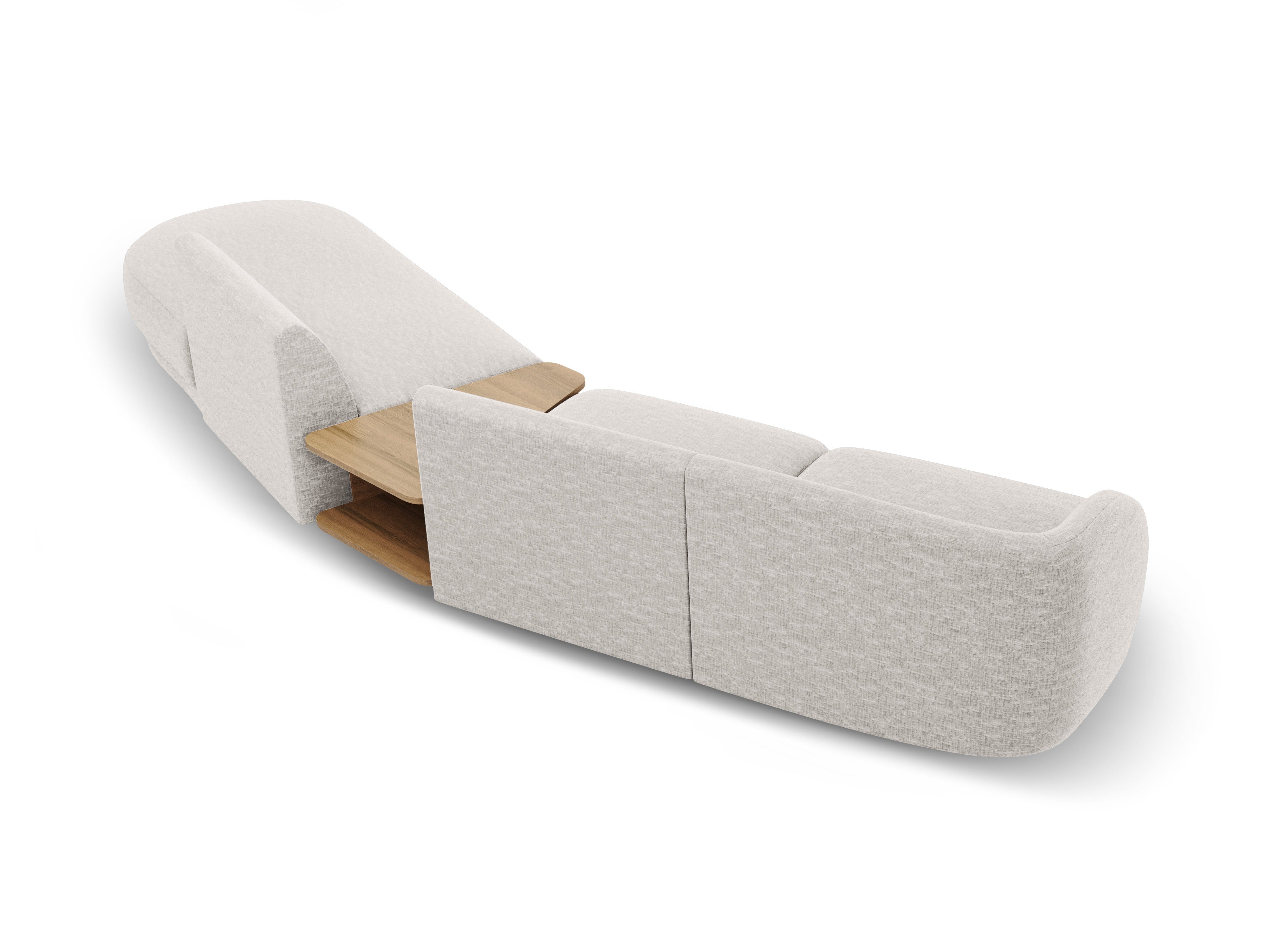 Sofa modułowa prawostronna ze stolikiem 4-osobowa MILEY jasnoszary szenil jedwabisty
