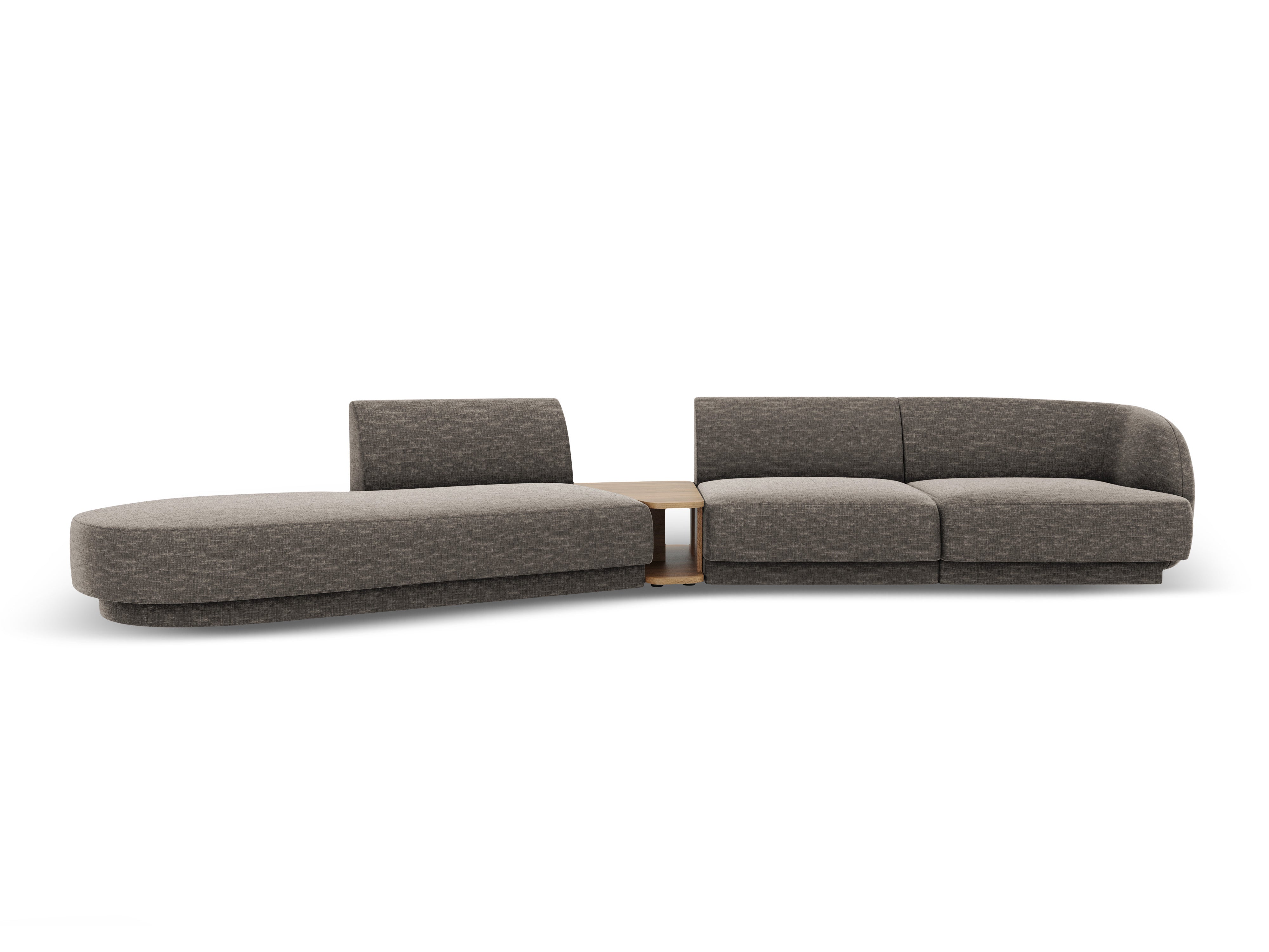 Sofa modułowa lewostronna ze stolikiem 4-osobowa MILEY szary szenil jedwabisty