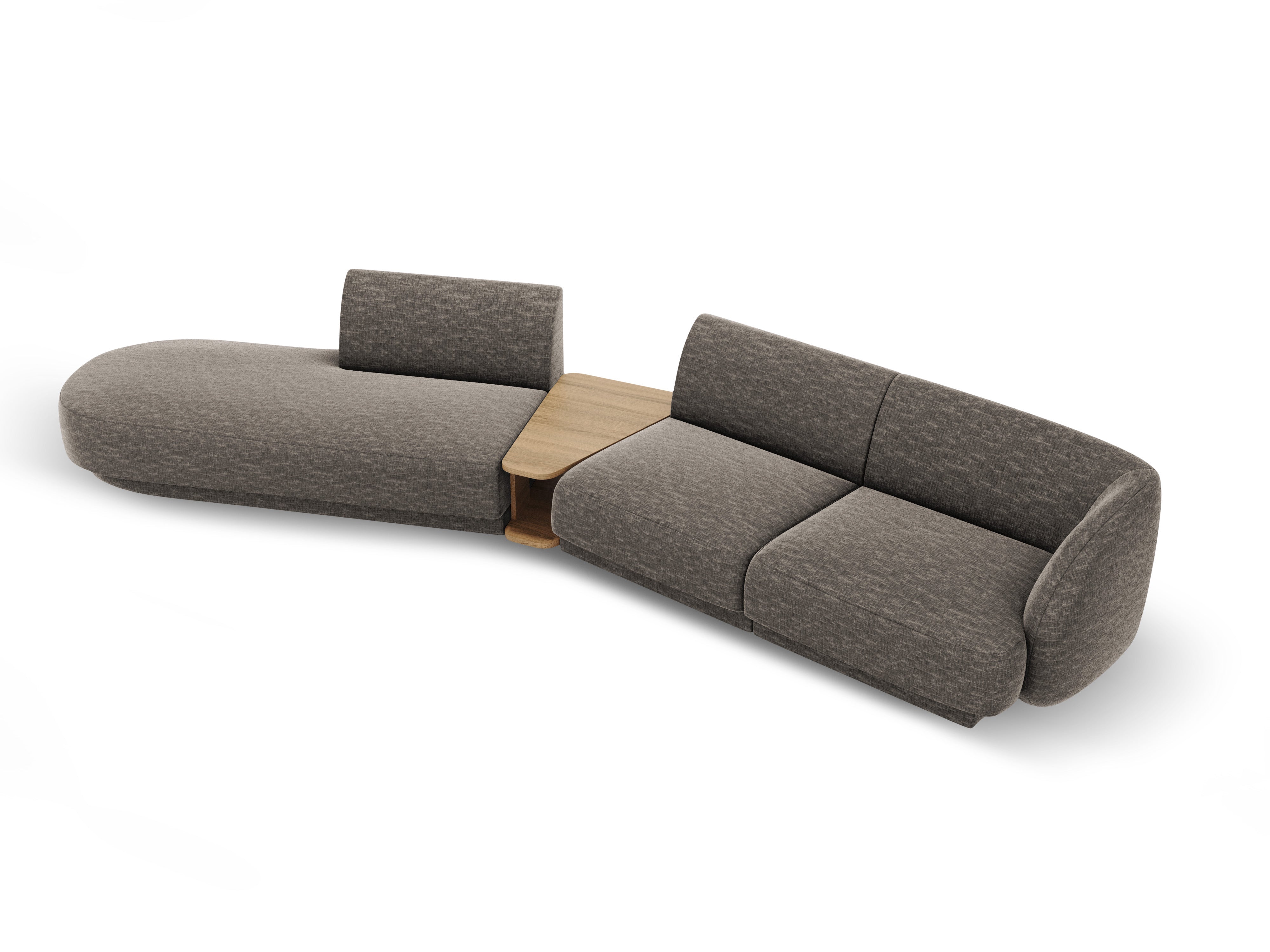Sofa modułowa lewostronna ze stolikiem 4-osobowa MILEY szary szenil jedwabisty