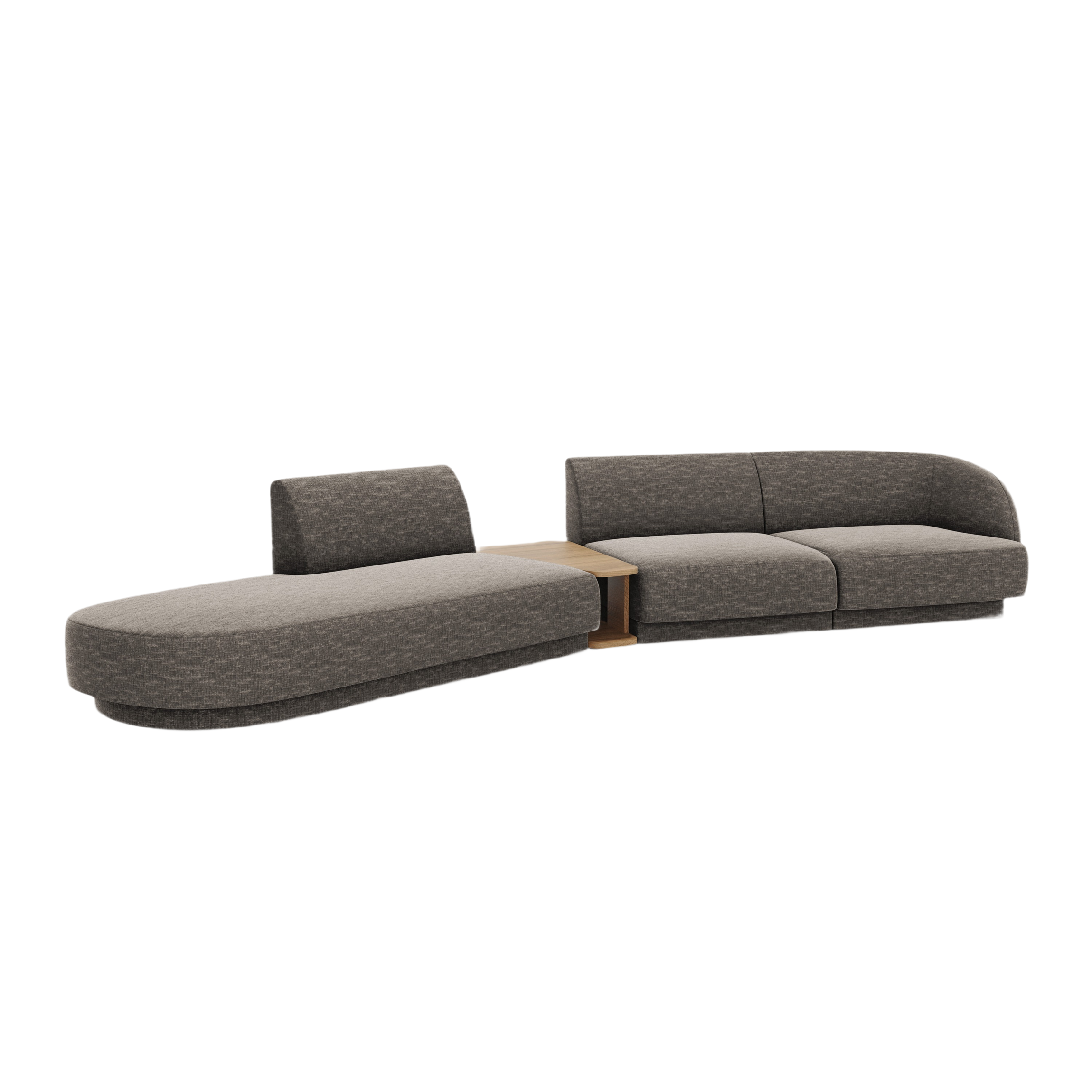 Sofa modułowa lewostronna ze stolikiem 4-osobowa MILEY szary szenil jedwabisty