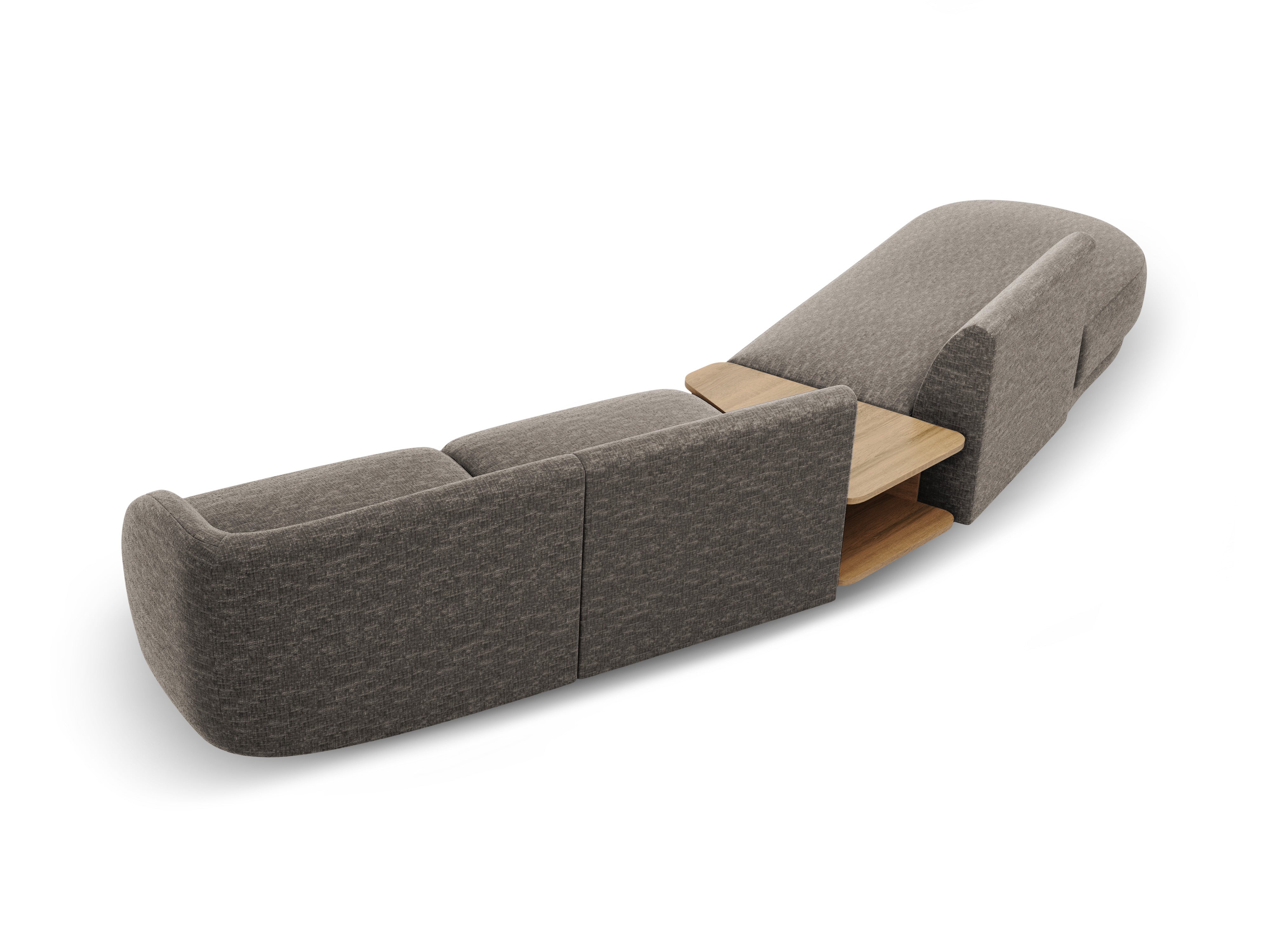 Sofa modułowa lewostronna ze stolikiem 4-osobowa MILEY szary szenil jedwabisty