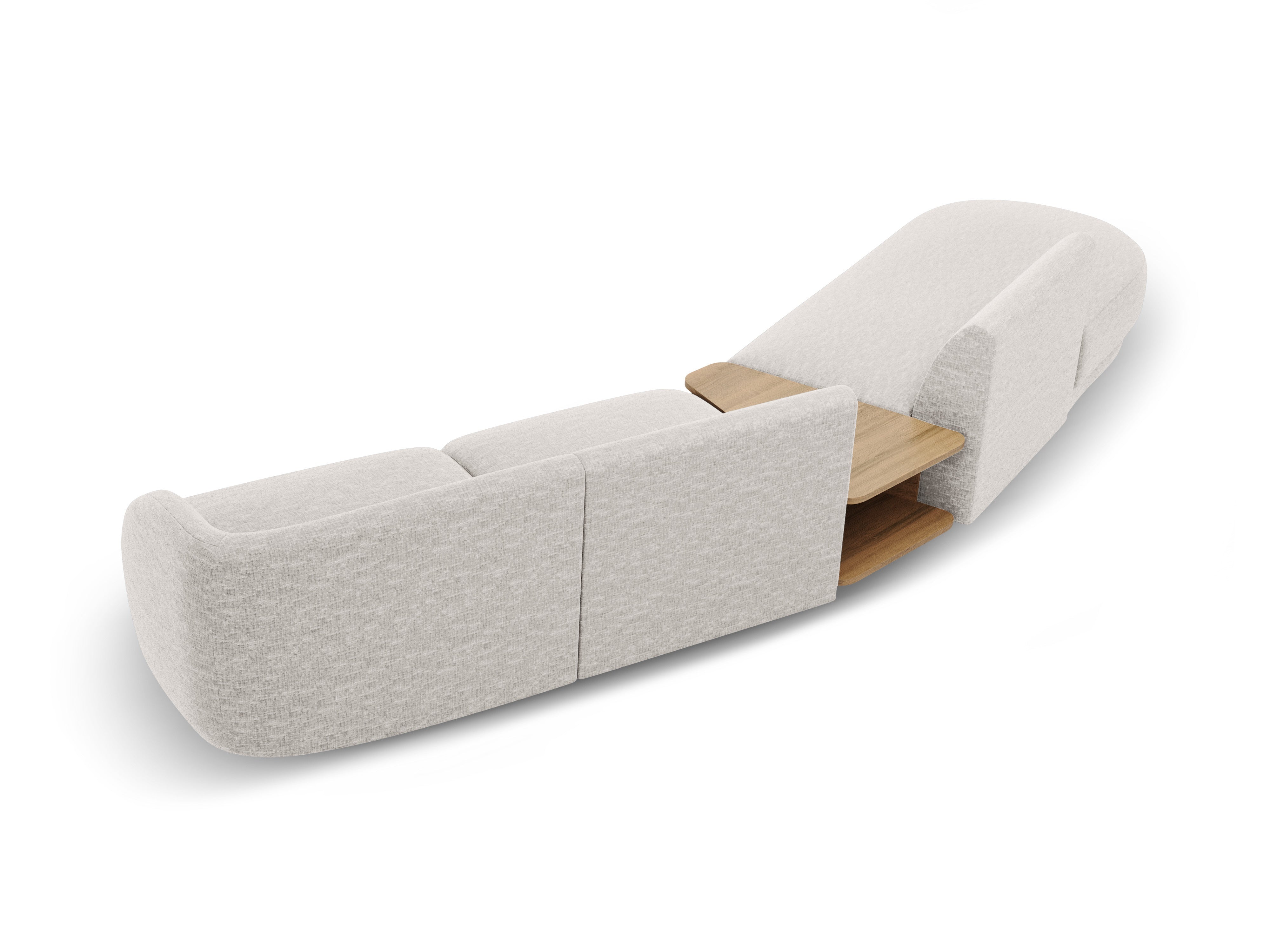 Left-sided modular sofa with table for 4 people MILEY gray chenille