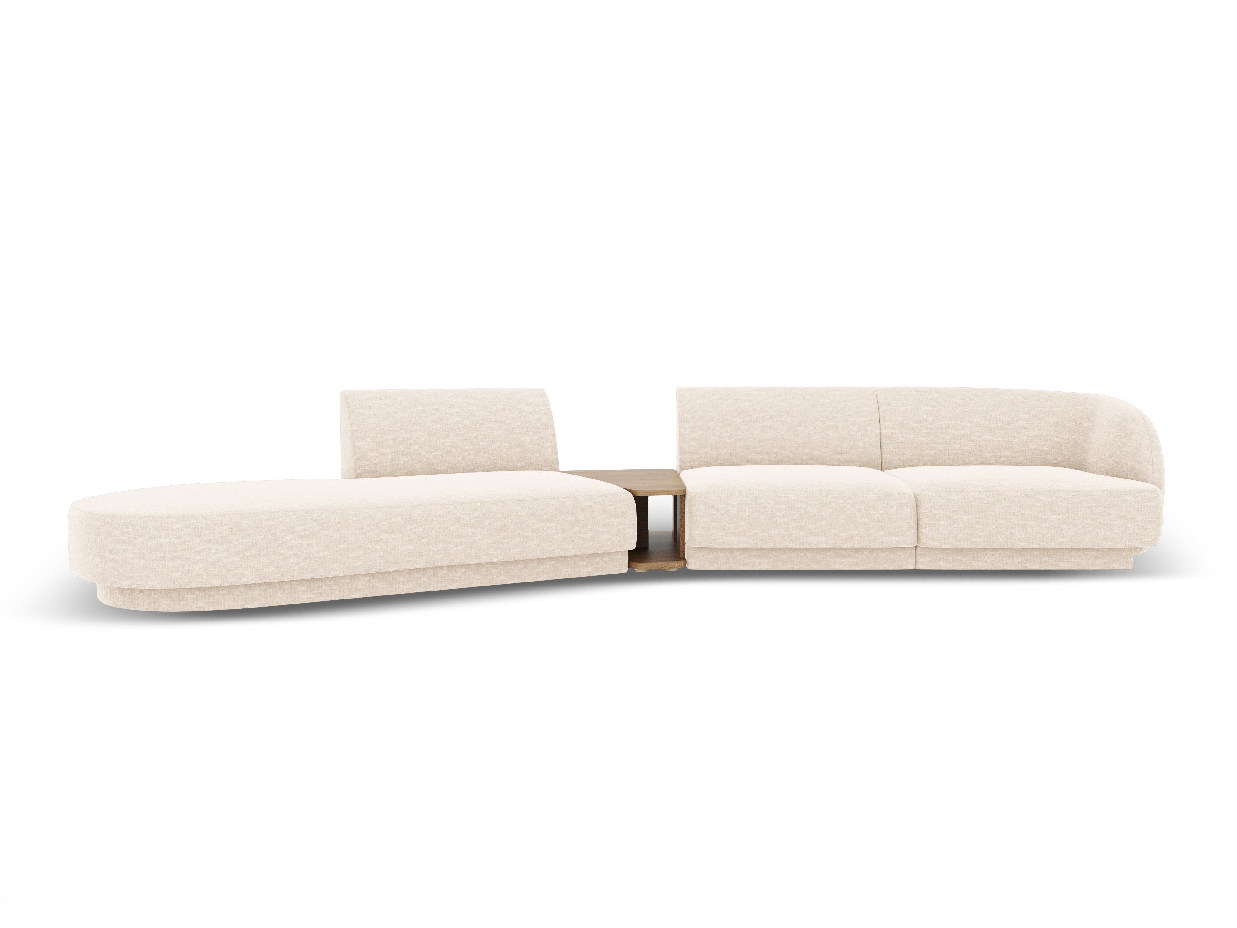 Sofa modułowa lewostronna ze stolikiem 4-osobowa MILEY kość słoniowa szenil