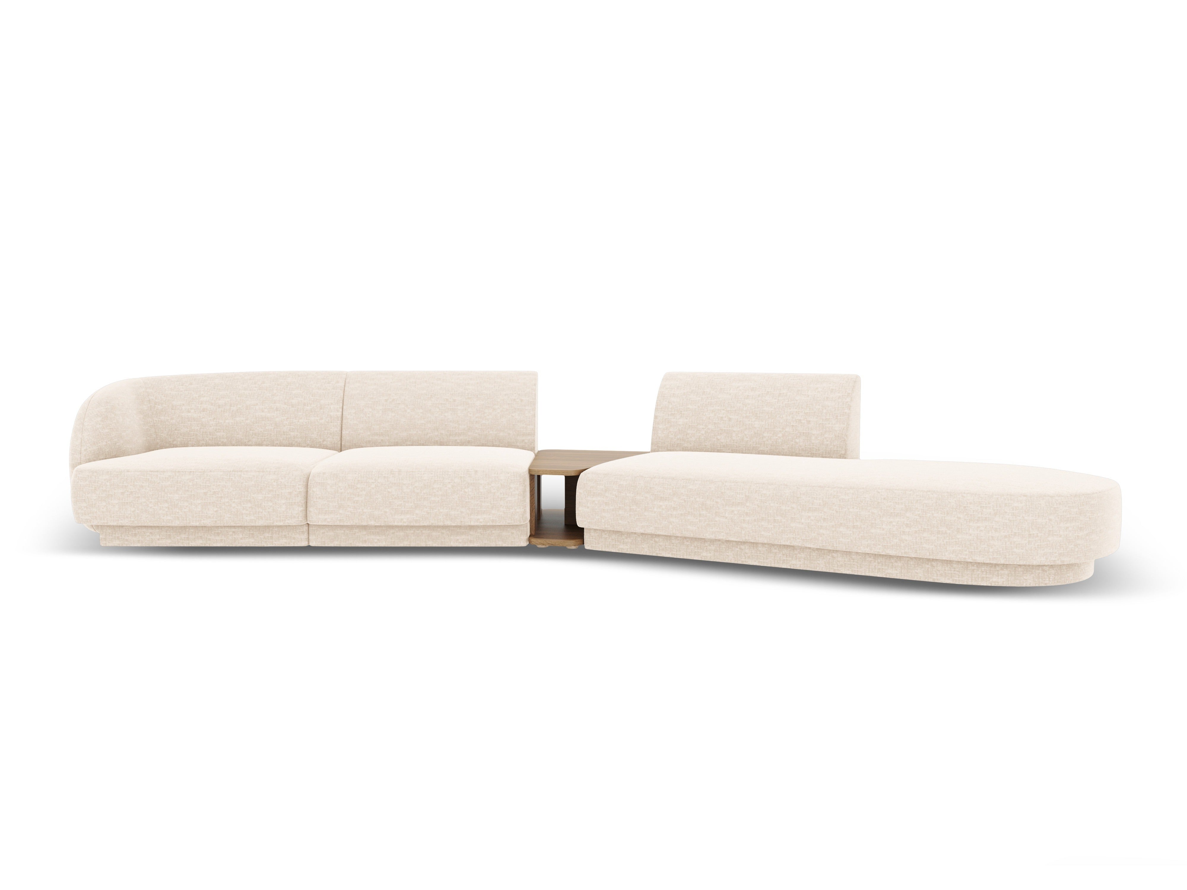 Sofa modułowa prawostronna ze stolikiem 4-osobowa MILEY kość słoniowa szenil
