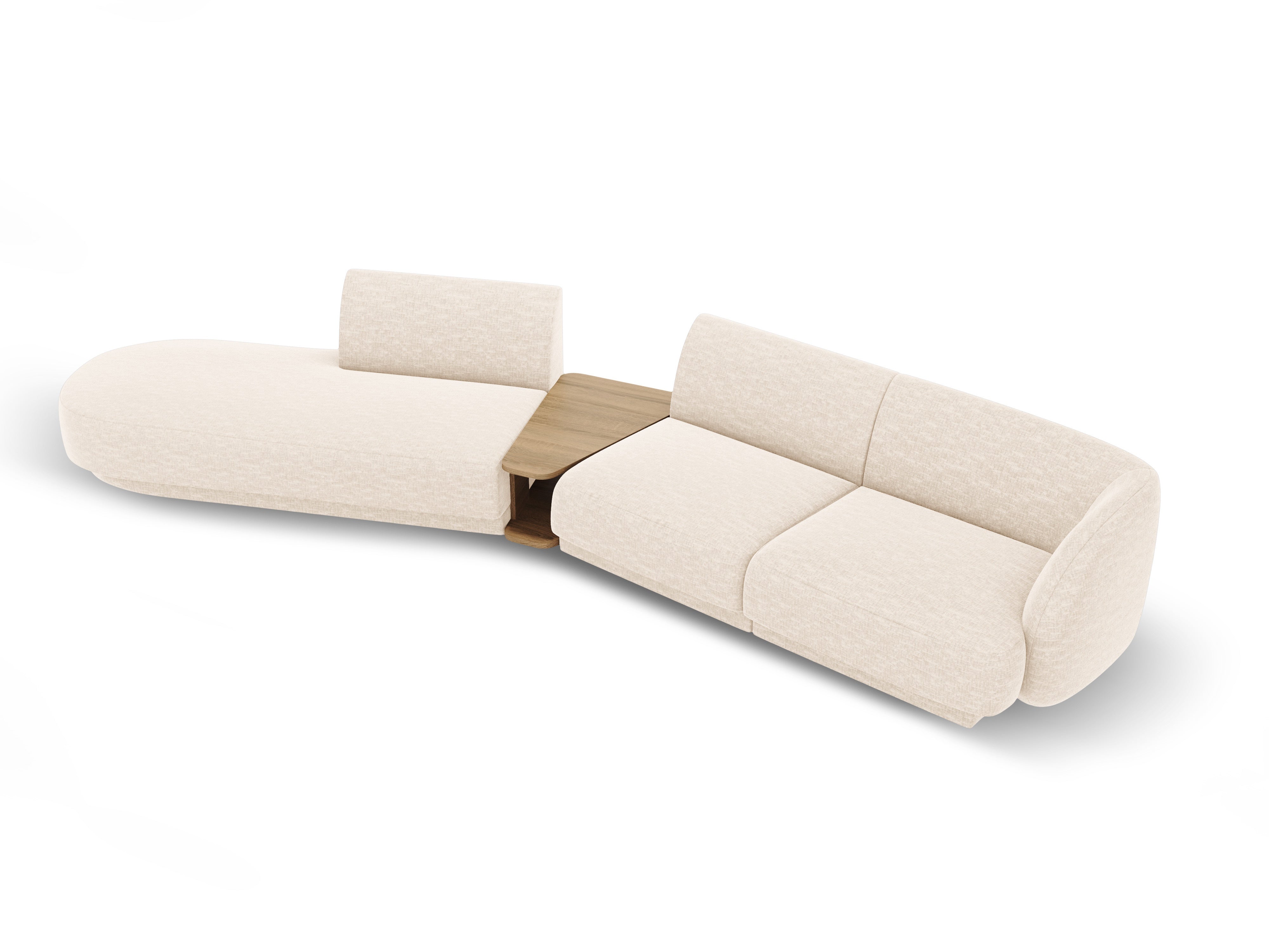 Sofa modułowa lewostronna ze stolikiem 4-osobowa MILEY kość słoniowa szenil