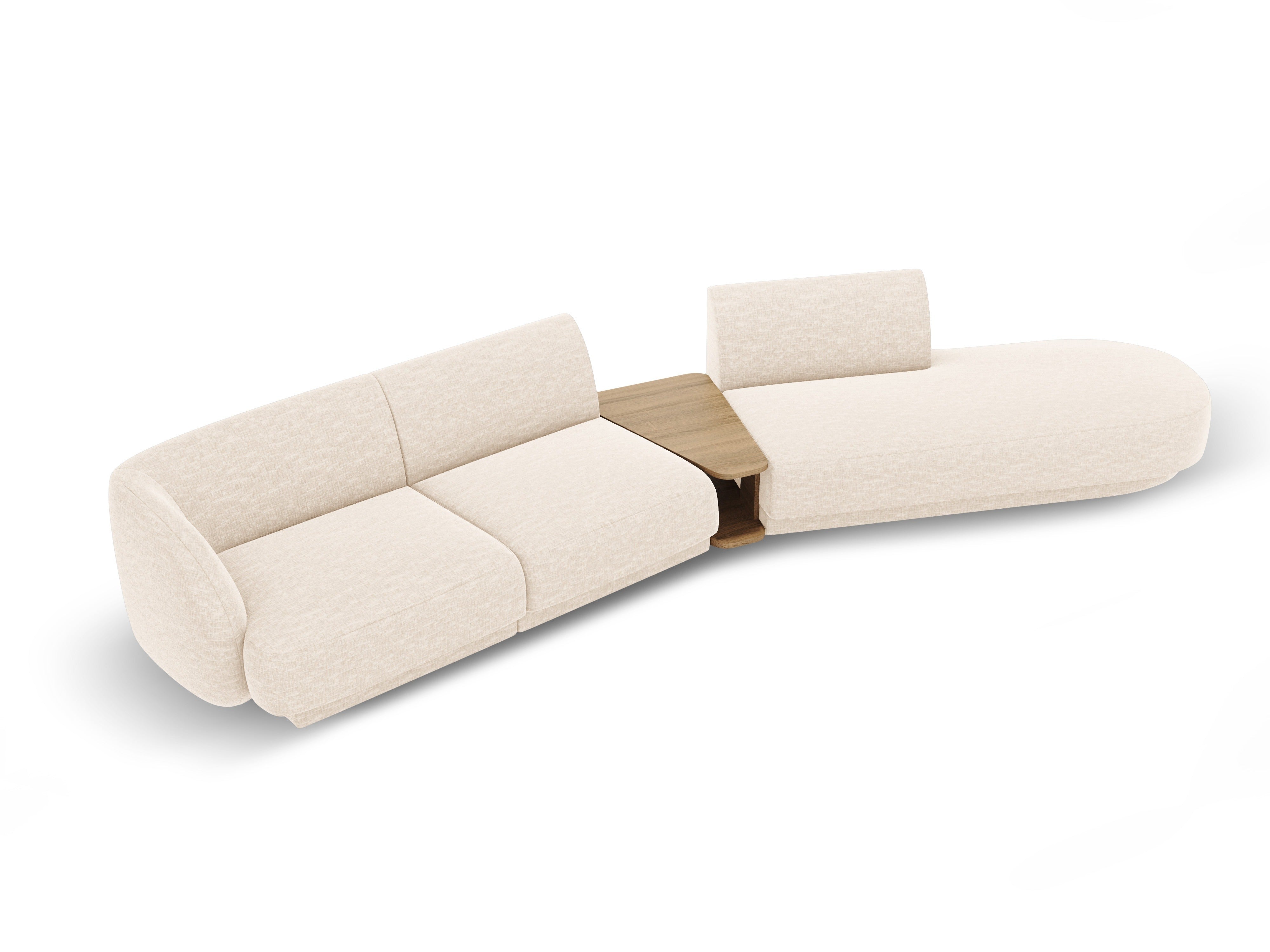Sofa modułowa prawostronna ze stolikiem 4-osobowa MILEY kość słoniowa szenil