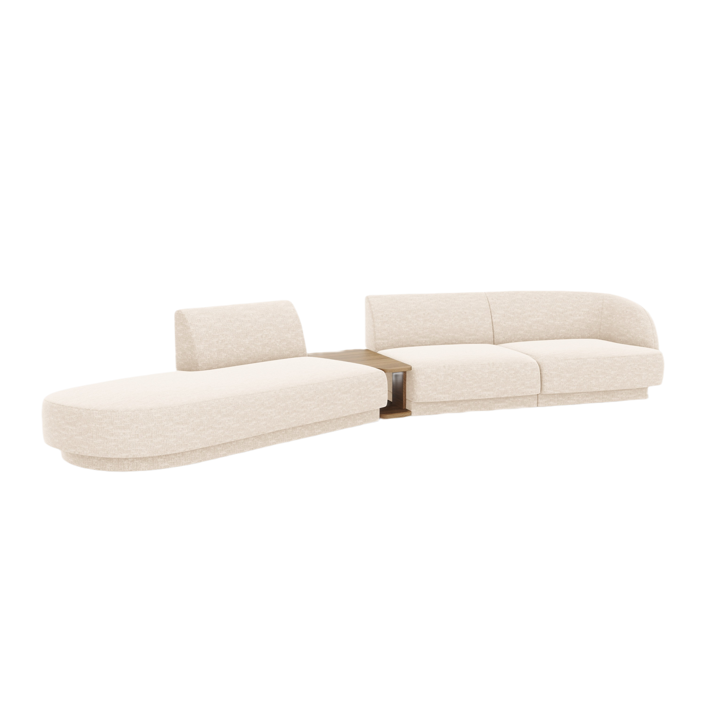 Sofa modułowa lewostronna ze stolikiem 4-osobowa MILEY kość słoniowa szenil