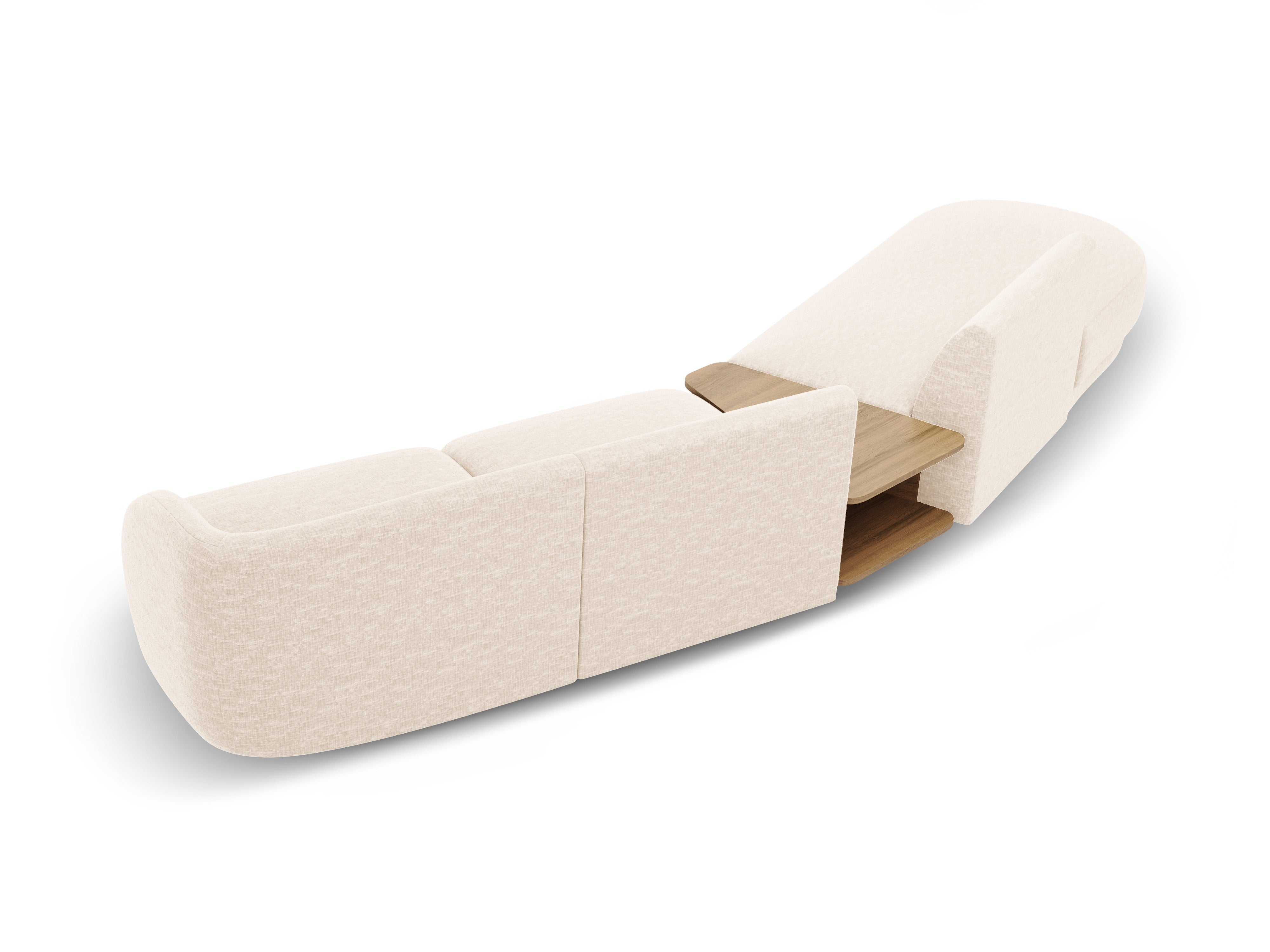 Sofa modułowa lewostronna ze stolikiem 4-osobowa MILEY kość słoniowa szenil