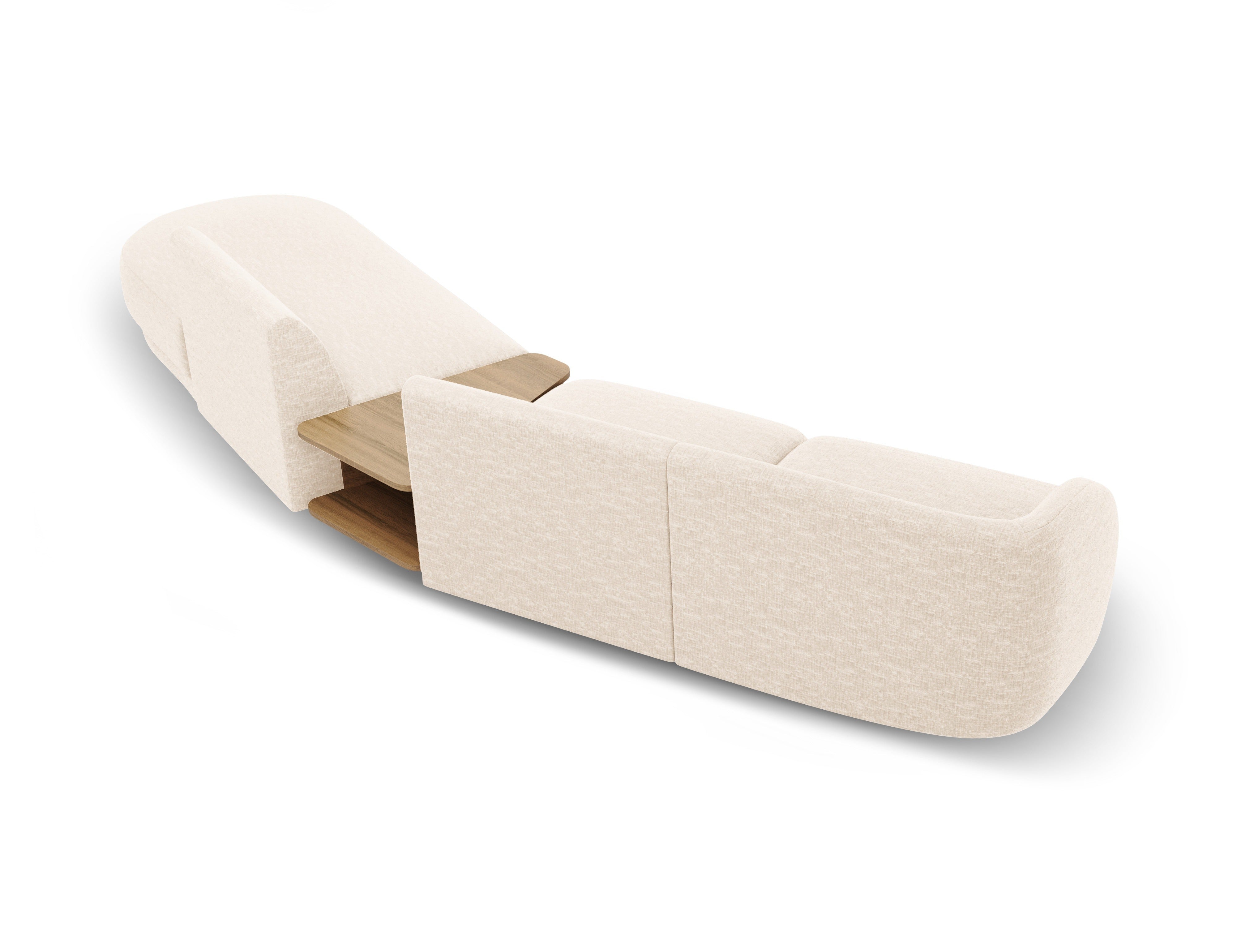 Sofa modułowa prawostronna ze stolikiem 4-osobowa MILEY kość słoniowa szenil