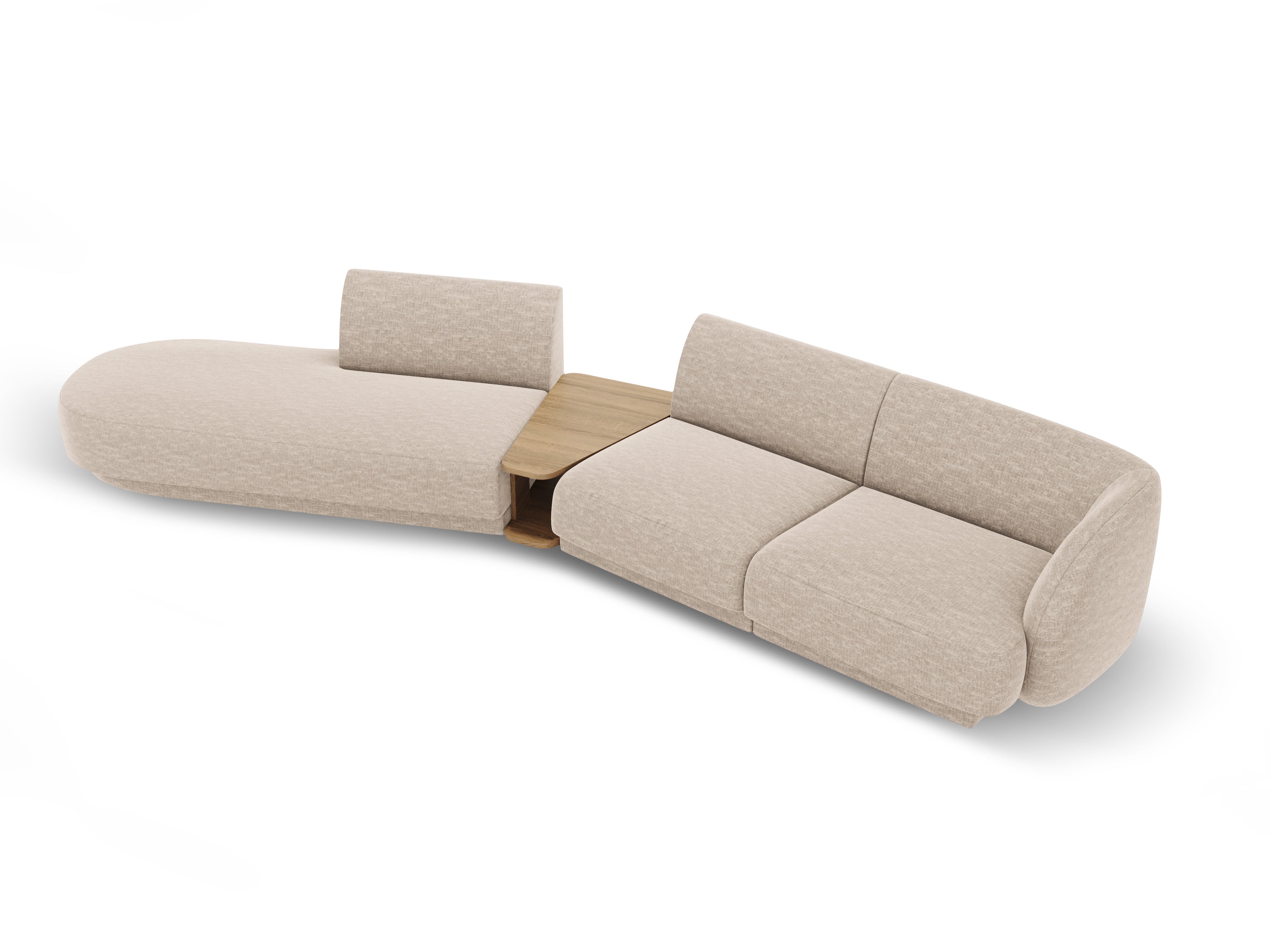 Sofa modułowa lewostronna ze stolikiem 4-osobowa MILEY beżowy szenil