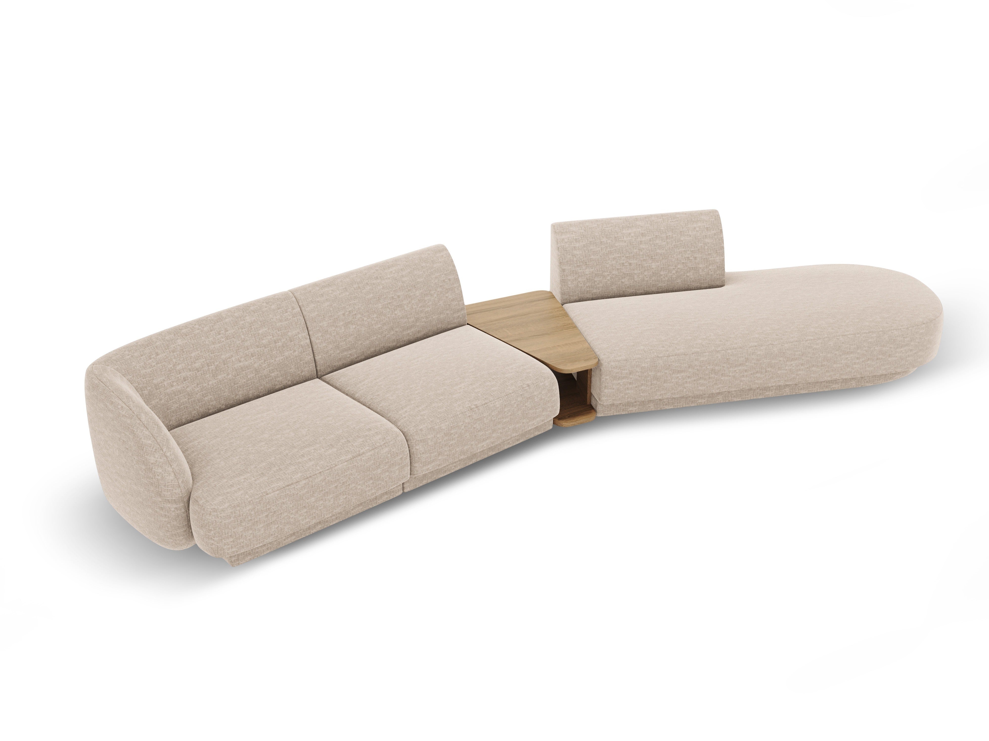 Right-facing modular sofa with table for 4 people MILEY beige chenille