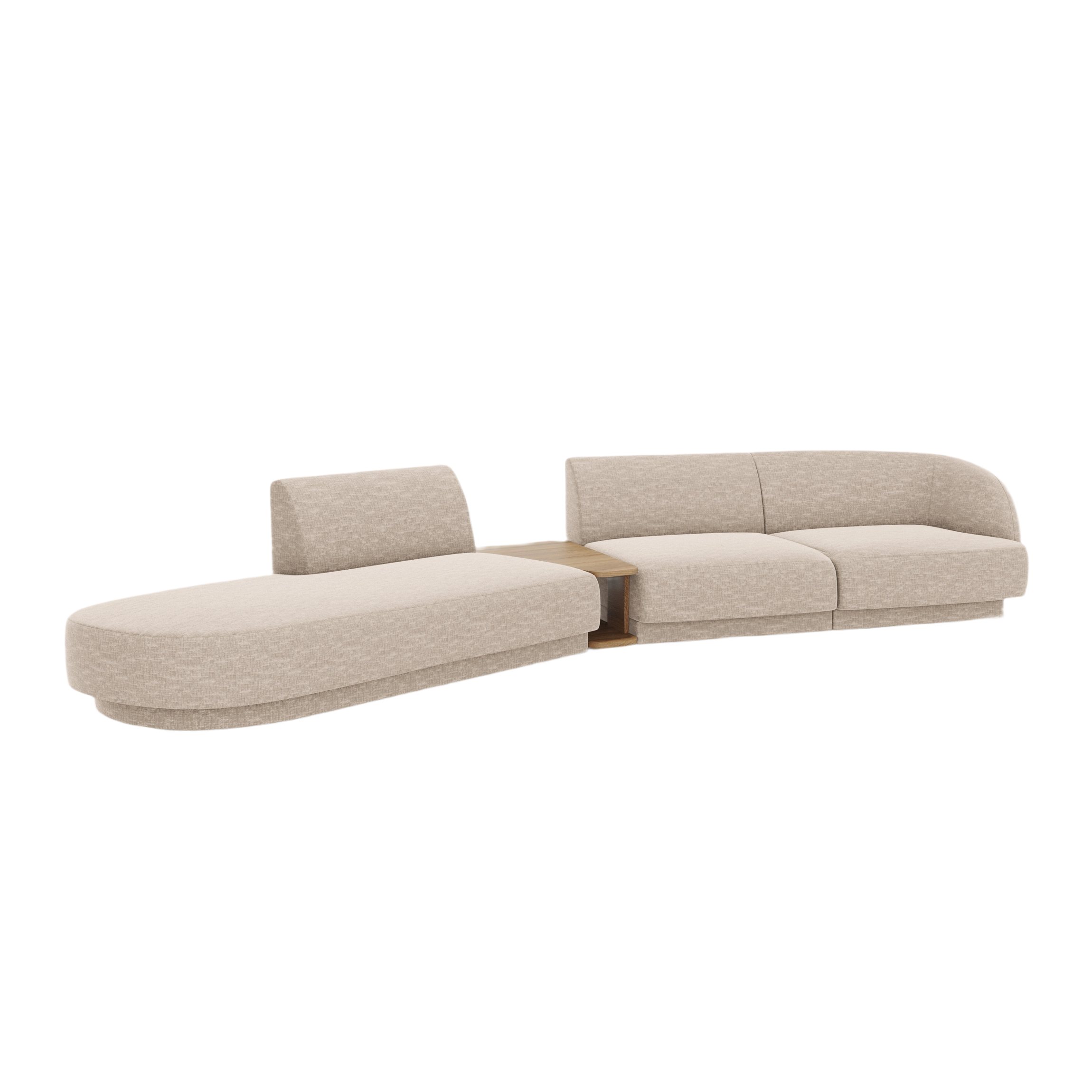 Sofa modułowa lewostronna ze stolikiem 4-osobowa MILEY beżowy szenil