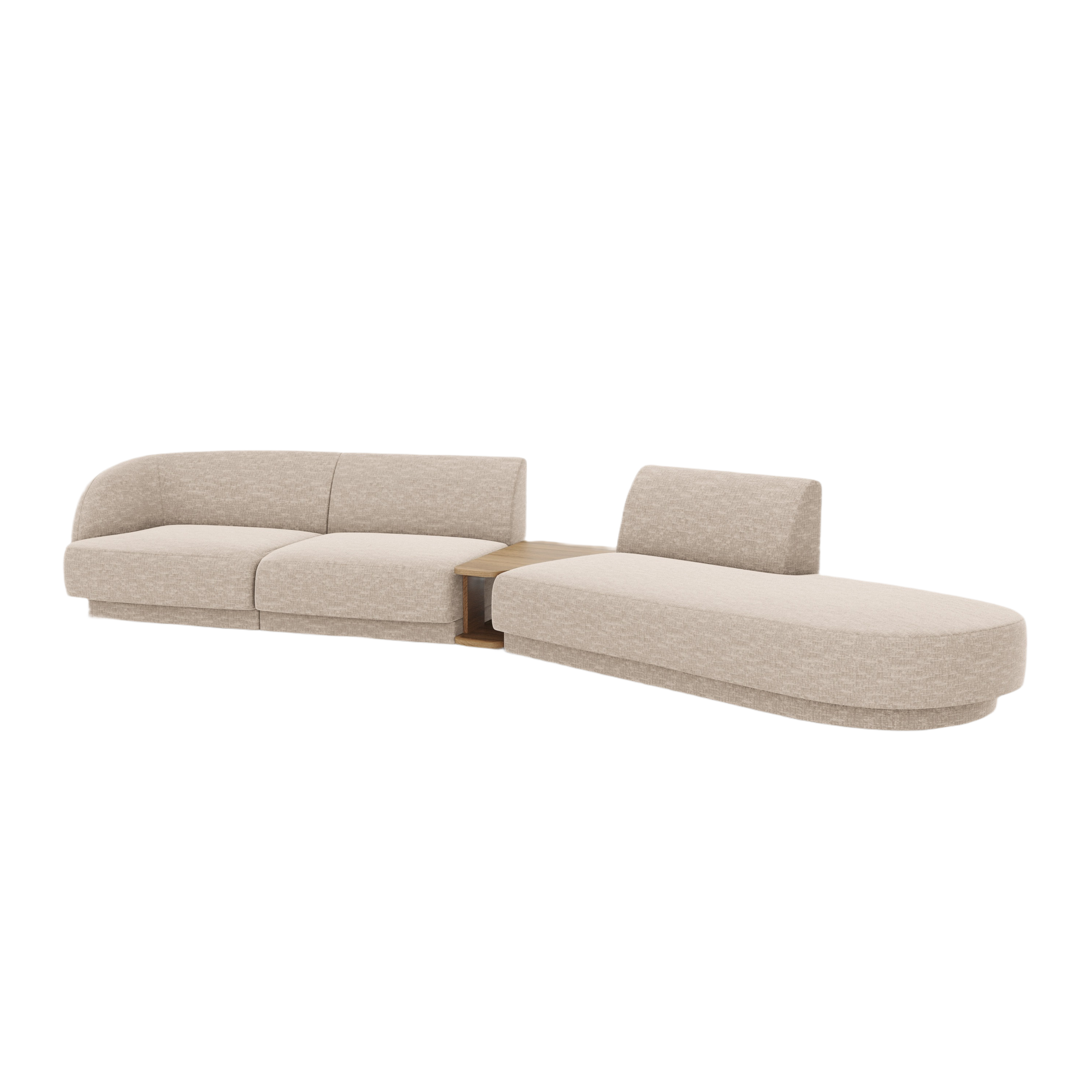 Right-facing modular sofa with table for 4 people MILEY beige chenille