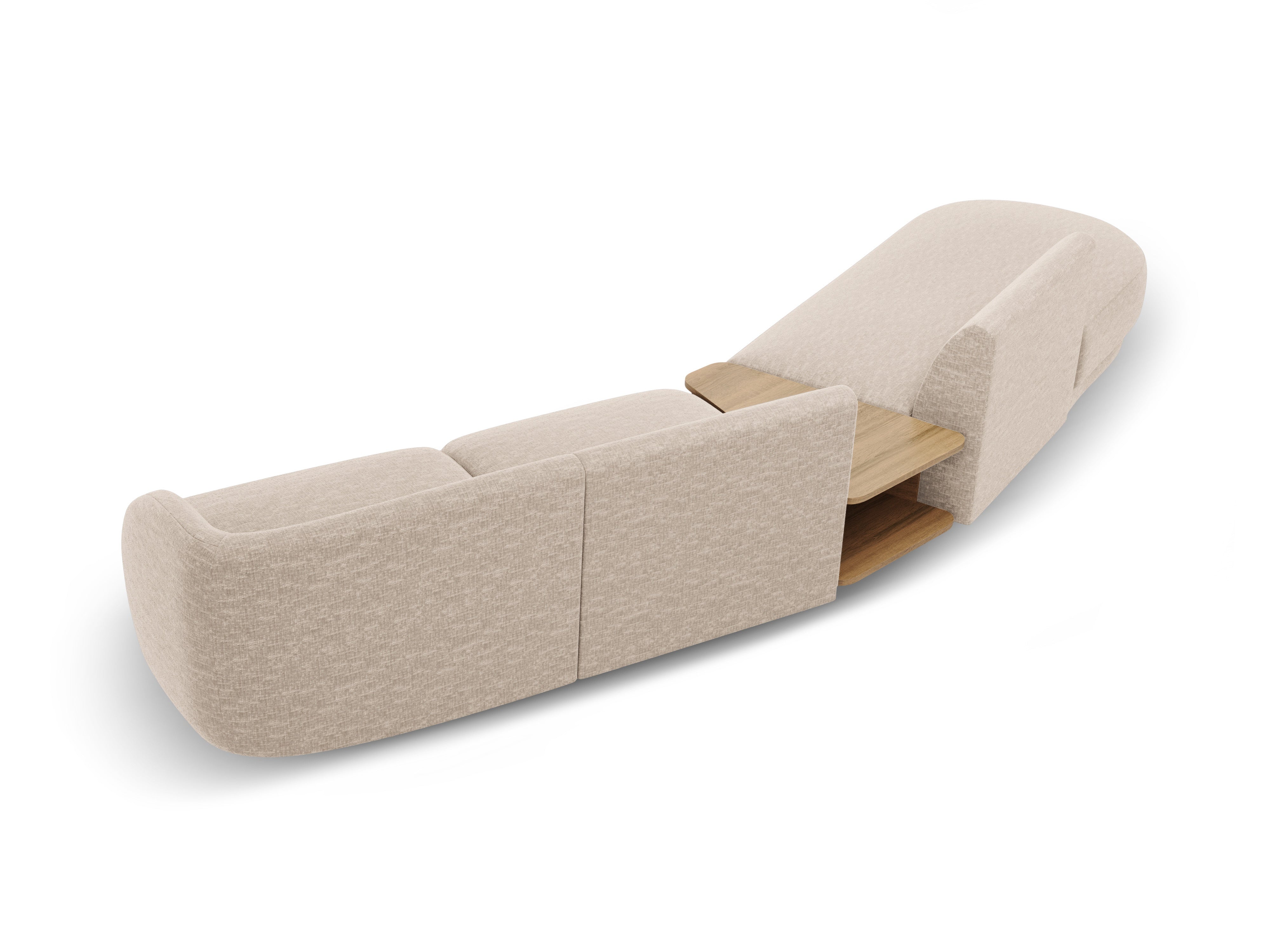 Sofa modułowa lewostronna ze stolikiem 4-osobowa MILEY beżowy szenil