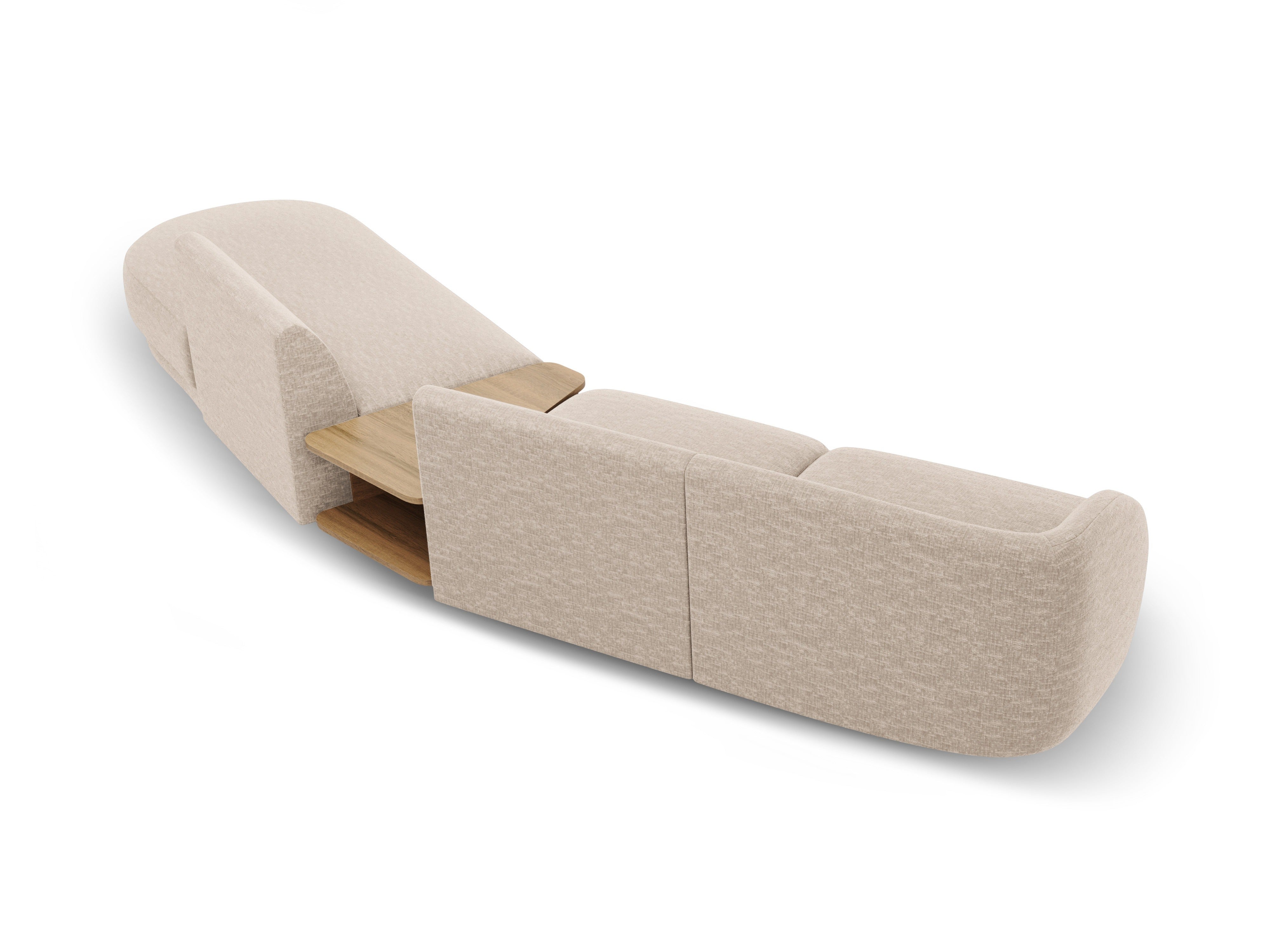 Right-facing modular sofa with table for 4 people MILEY beige chenille