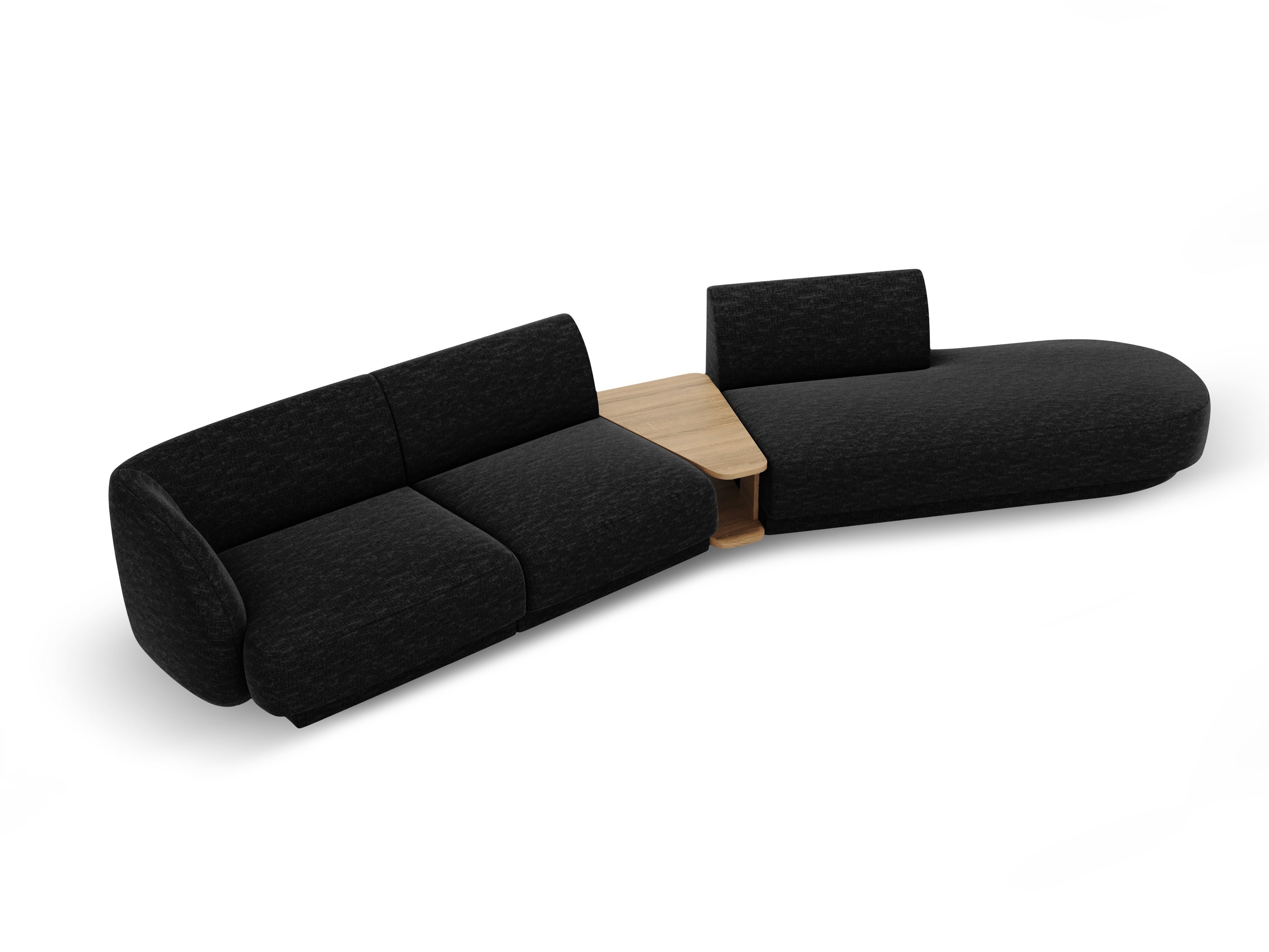 Sofa modułowa prawostronna ze stolikiem 4-osobowa MILEY czarny szenil
