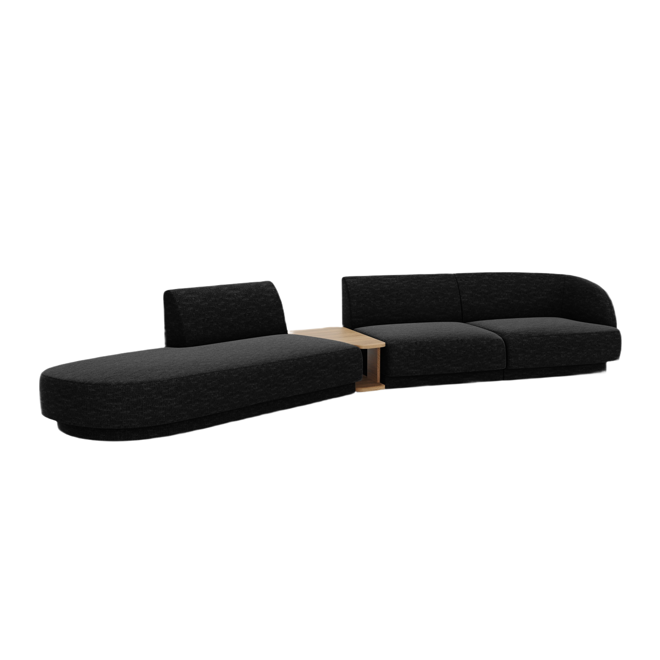 Left-facing modular sofa with table for 4 people MILEY black chenille