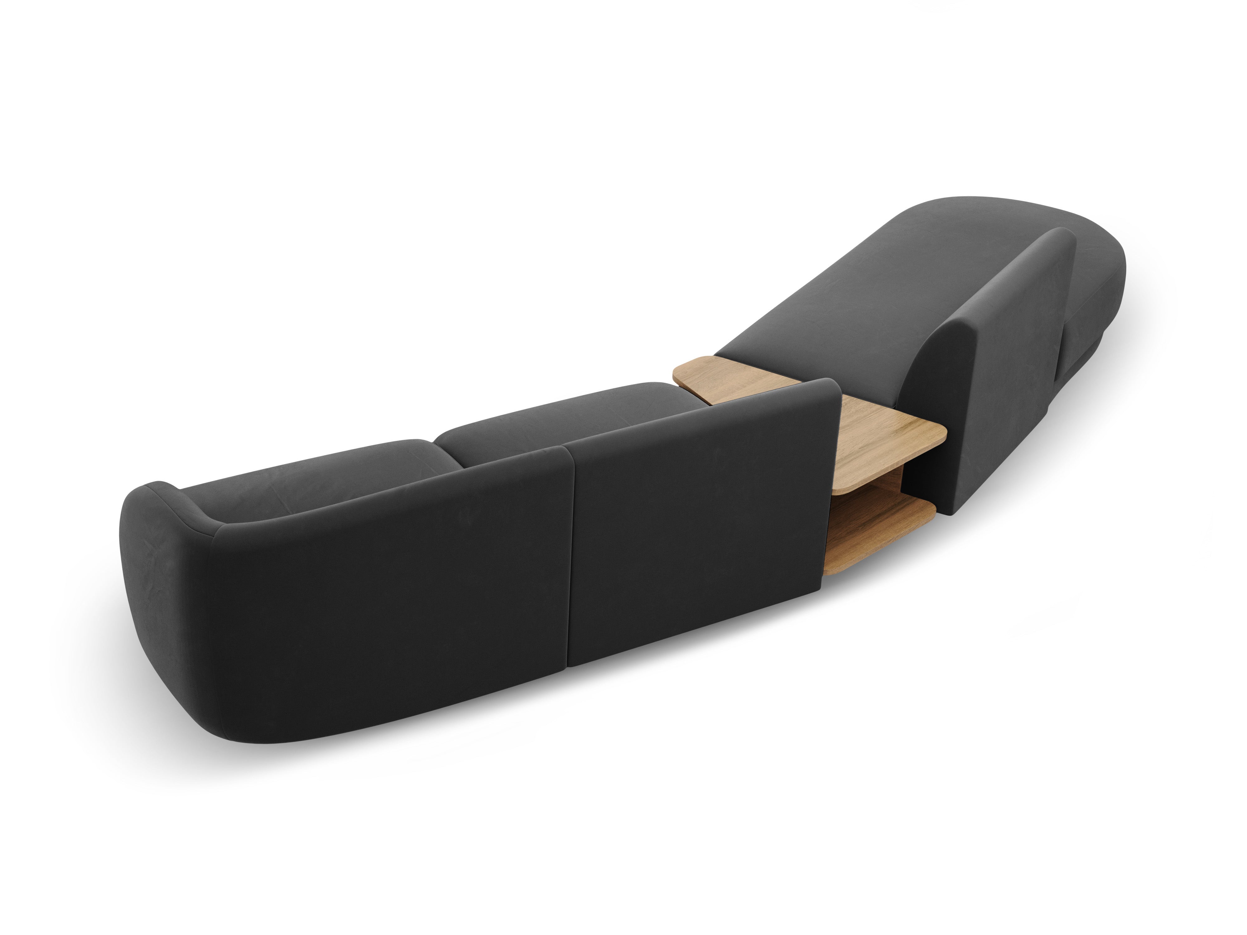 Sofa modułowa lewostronna ze stolikiem 4-osobowa aksamitna MILEY szary