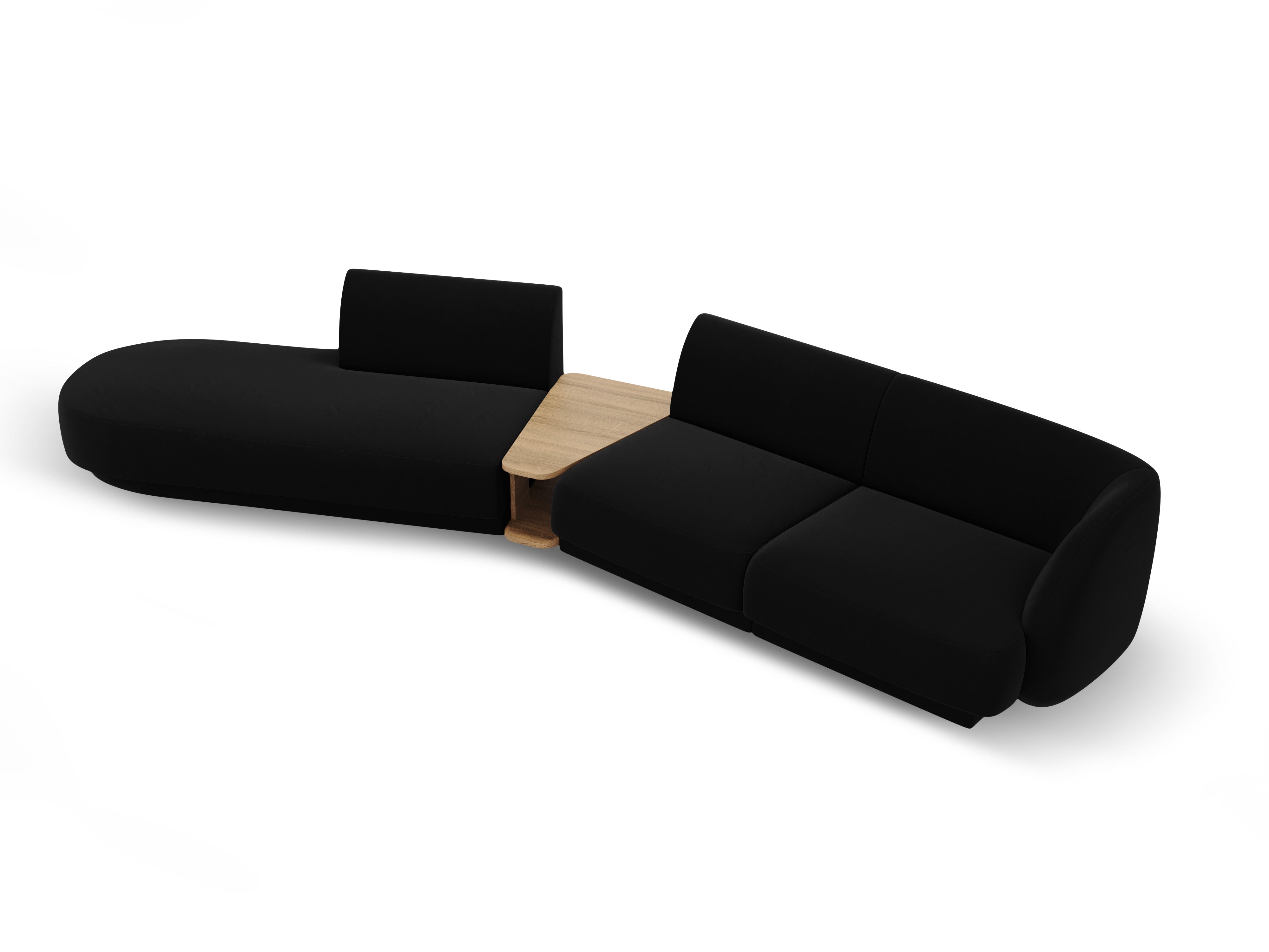 Sofa modułowa lewostronna ze stolikiem 4-osobowa aksamitna MILEY czarny