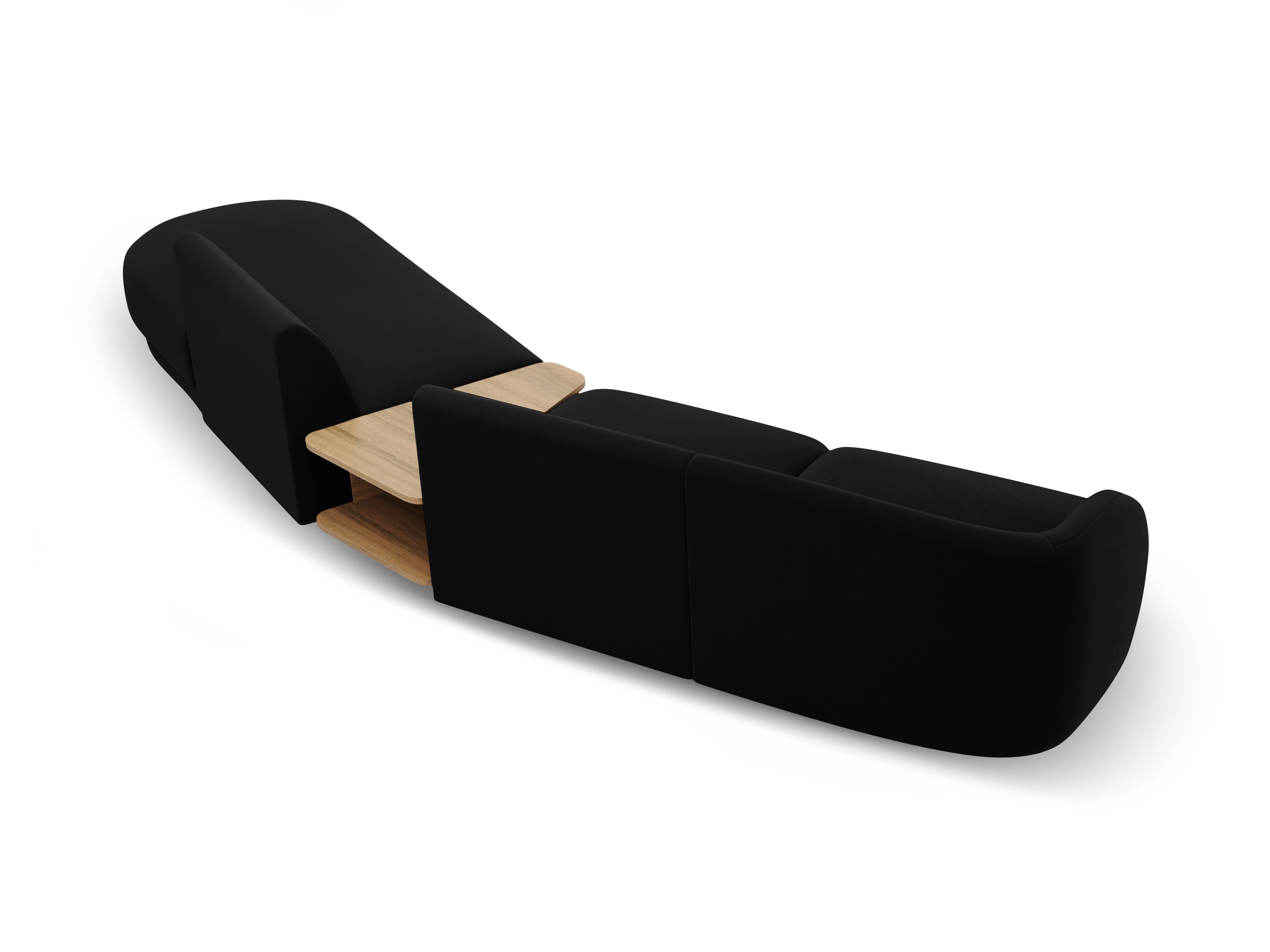 Sofa modułowa prawostronna ze stolikiem 4-osobowa aksamitna MILEY czarny