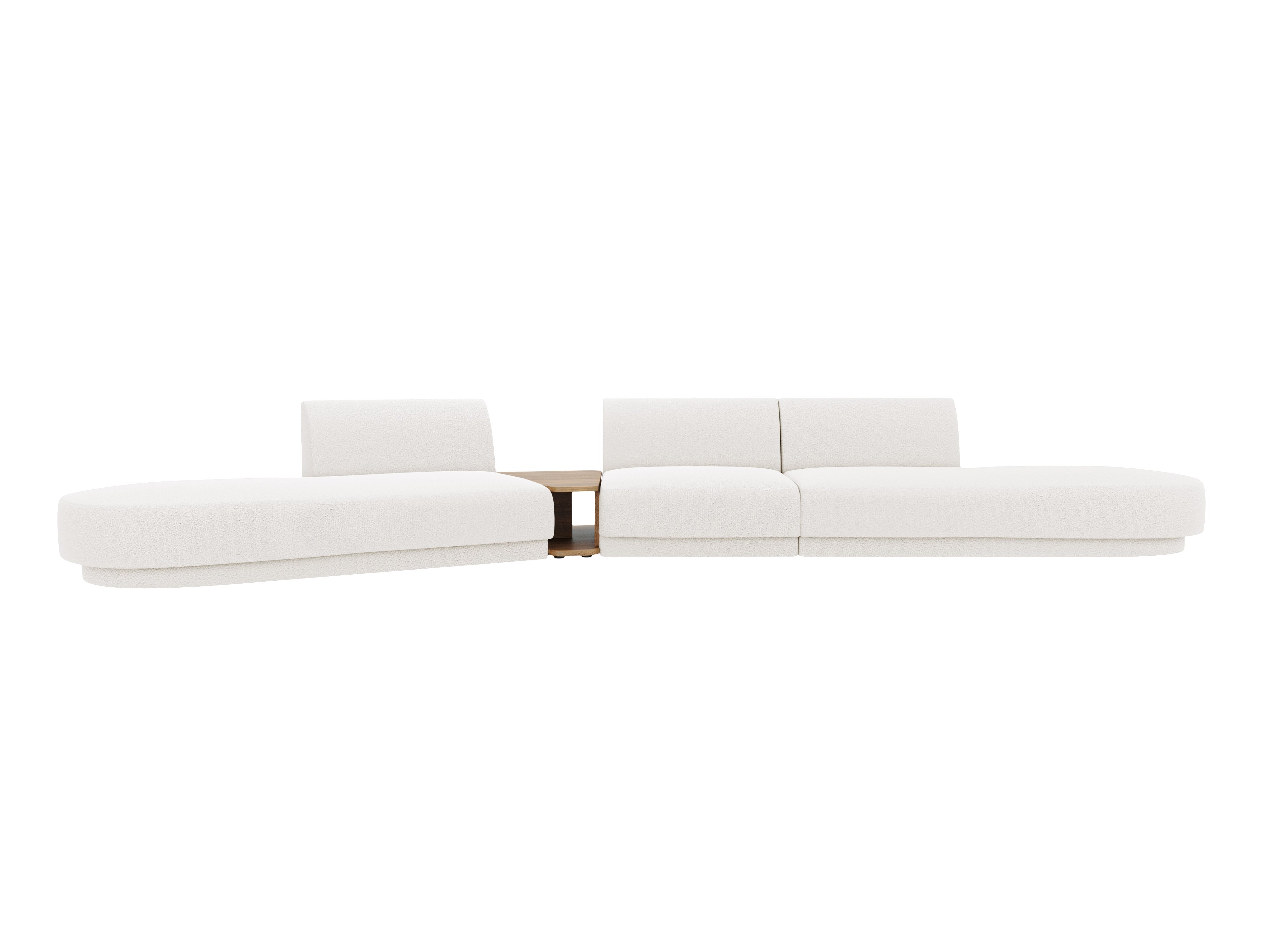 Sofa modułowa lewostronna ze stolikiem 5-osobowa MILEY biały boucle