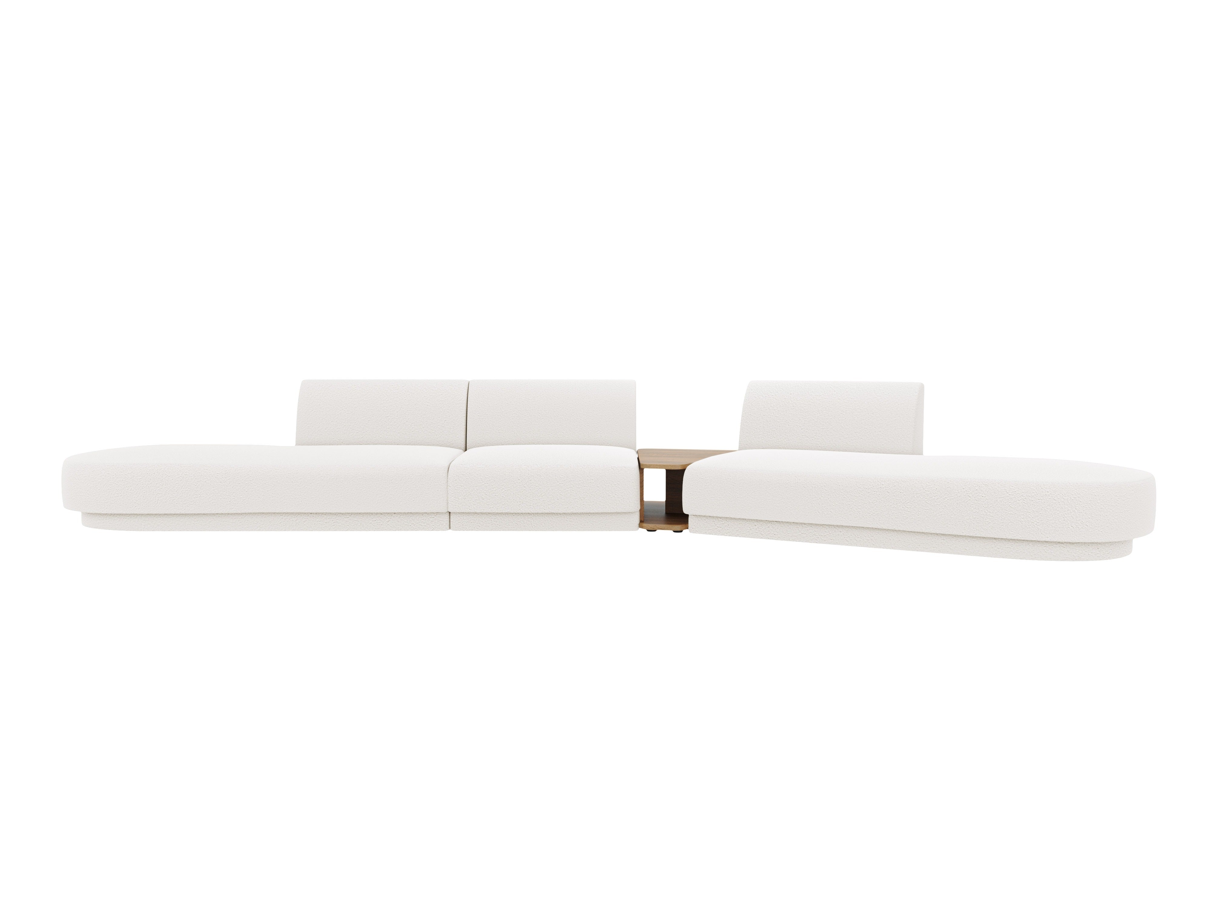 Sofa modułowa prawostronna ze stolikiem 5-osobowa MILEY biały boucle