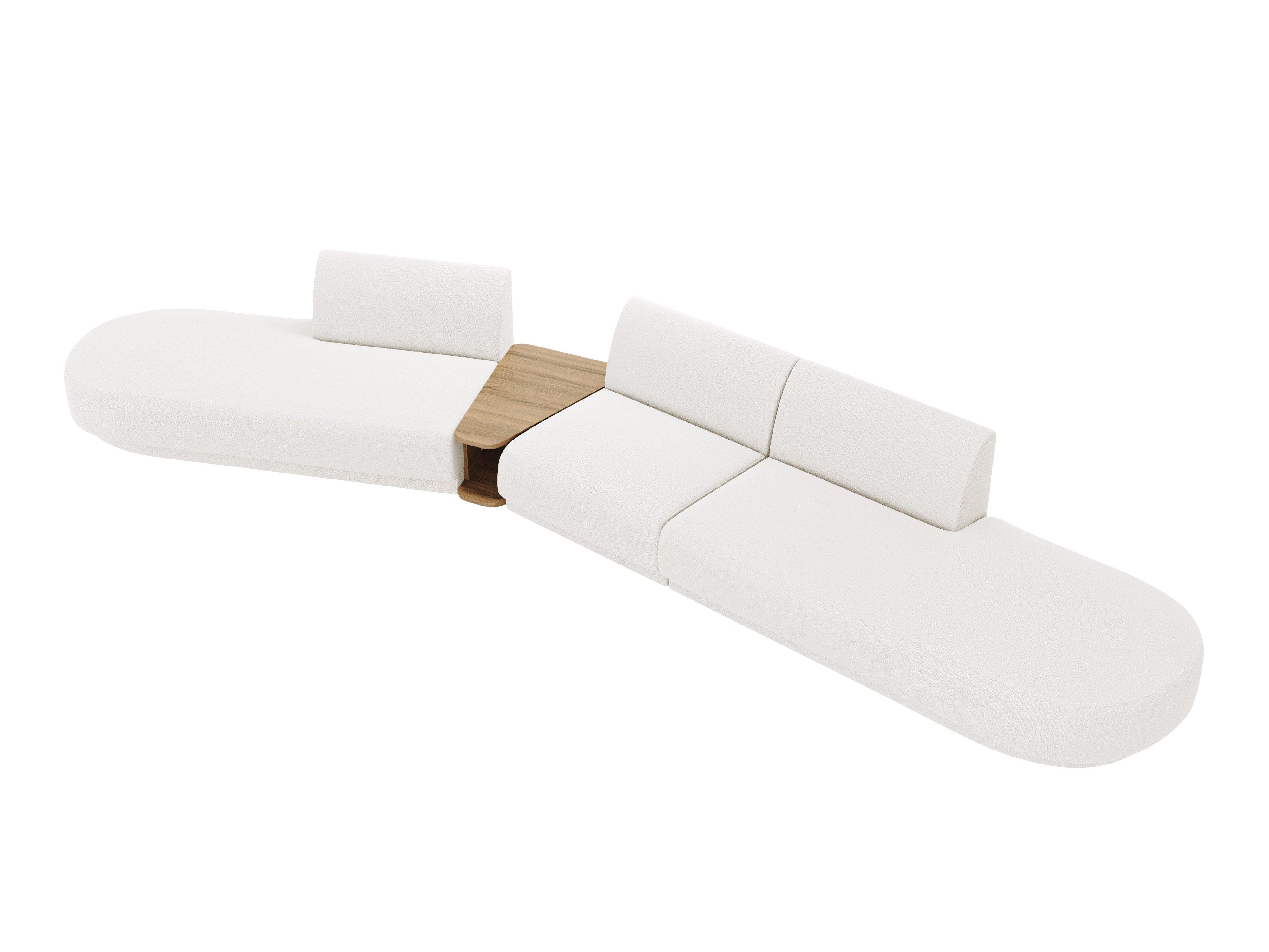 Sofa modułowa lewostronna ze stolikiem 5-osobowa MILEY biały boucle