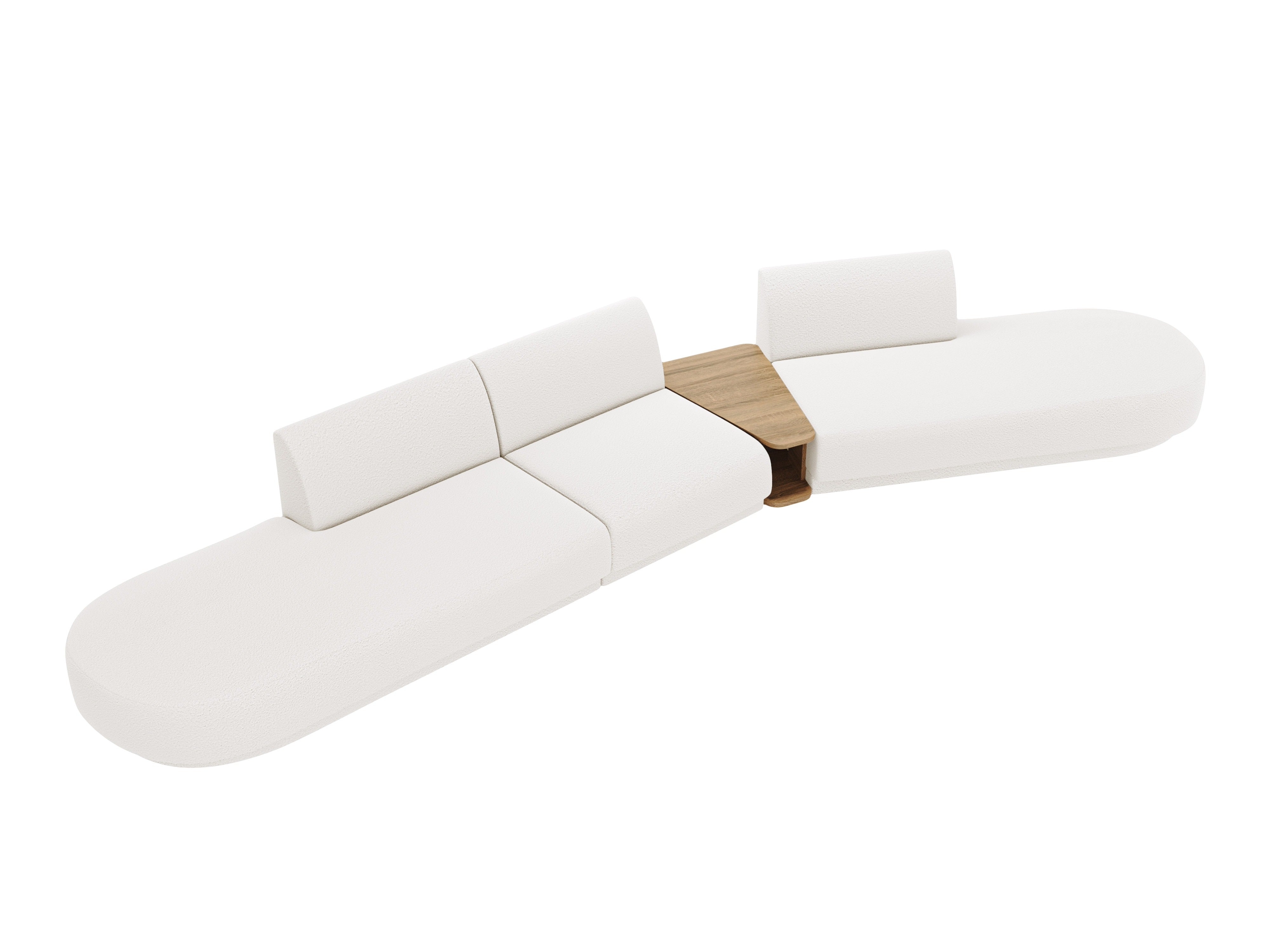 Sofa modułowa prawostronna ze stolikiem 5-osobowa MILEY biały boucle