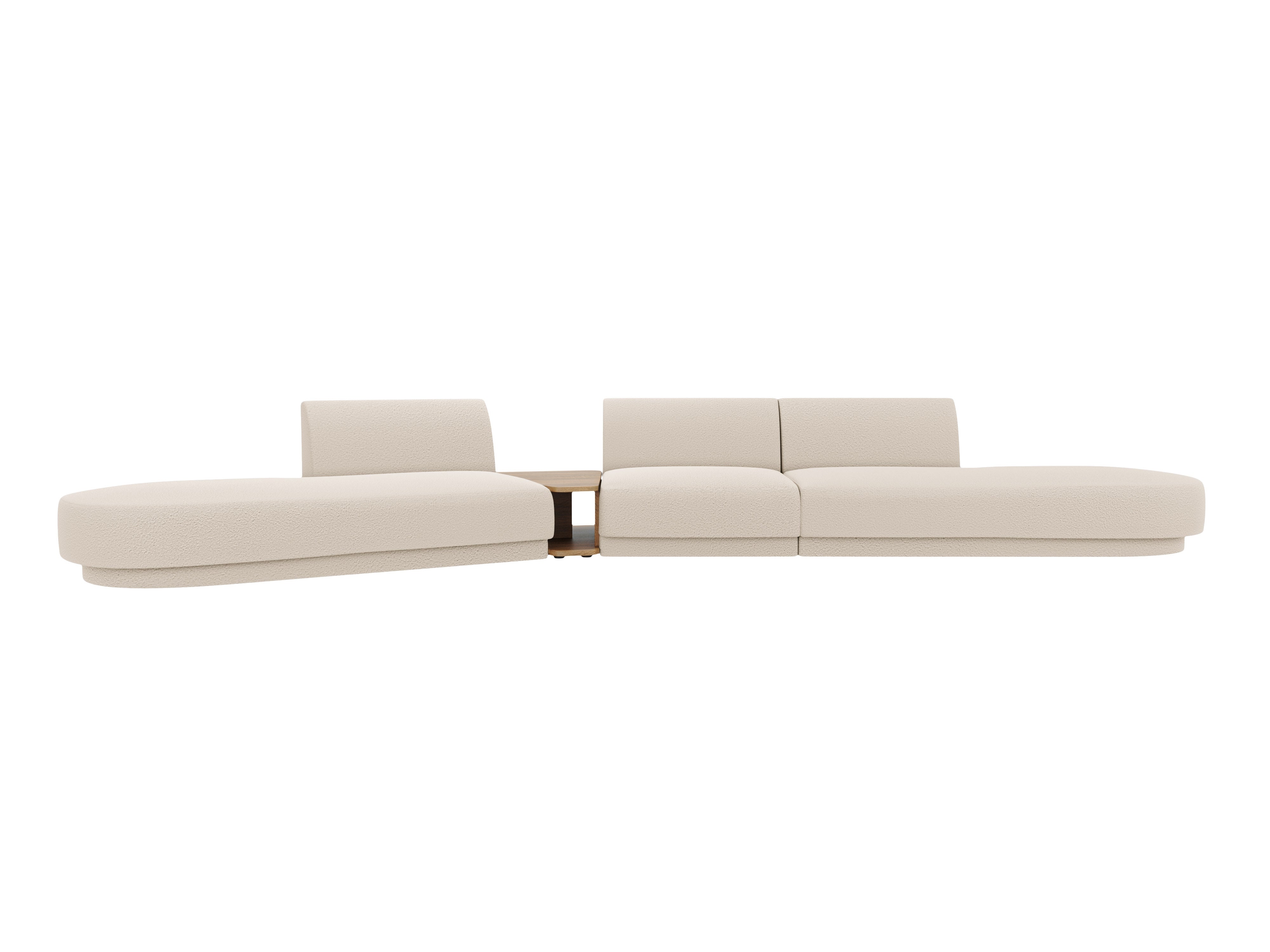 Sofa modułowa lewostronna ze stolikiem 5-osobowa MILEY beżowy boucle