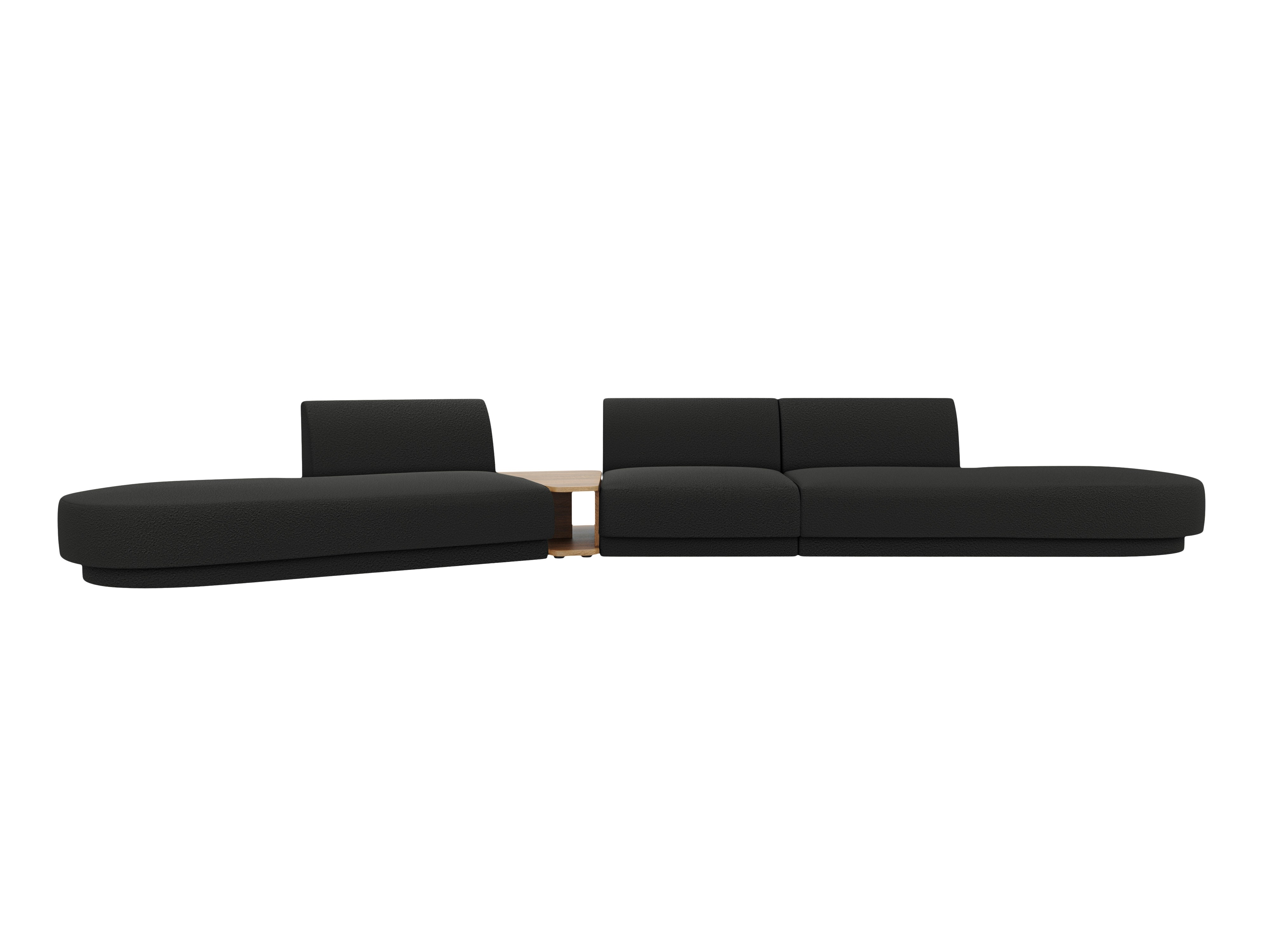 Sofa modułowa lewostronna ze stolikiem 5-osobowa MILEY czarny boucle