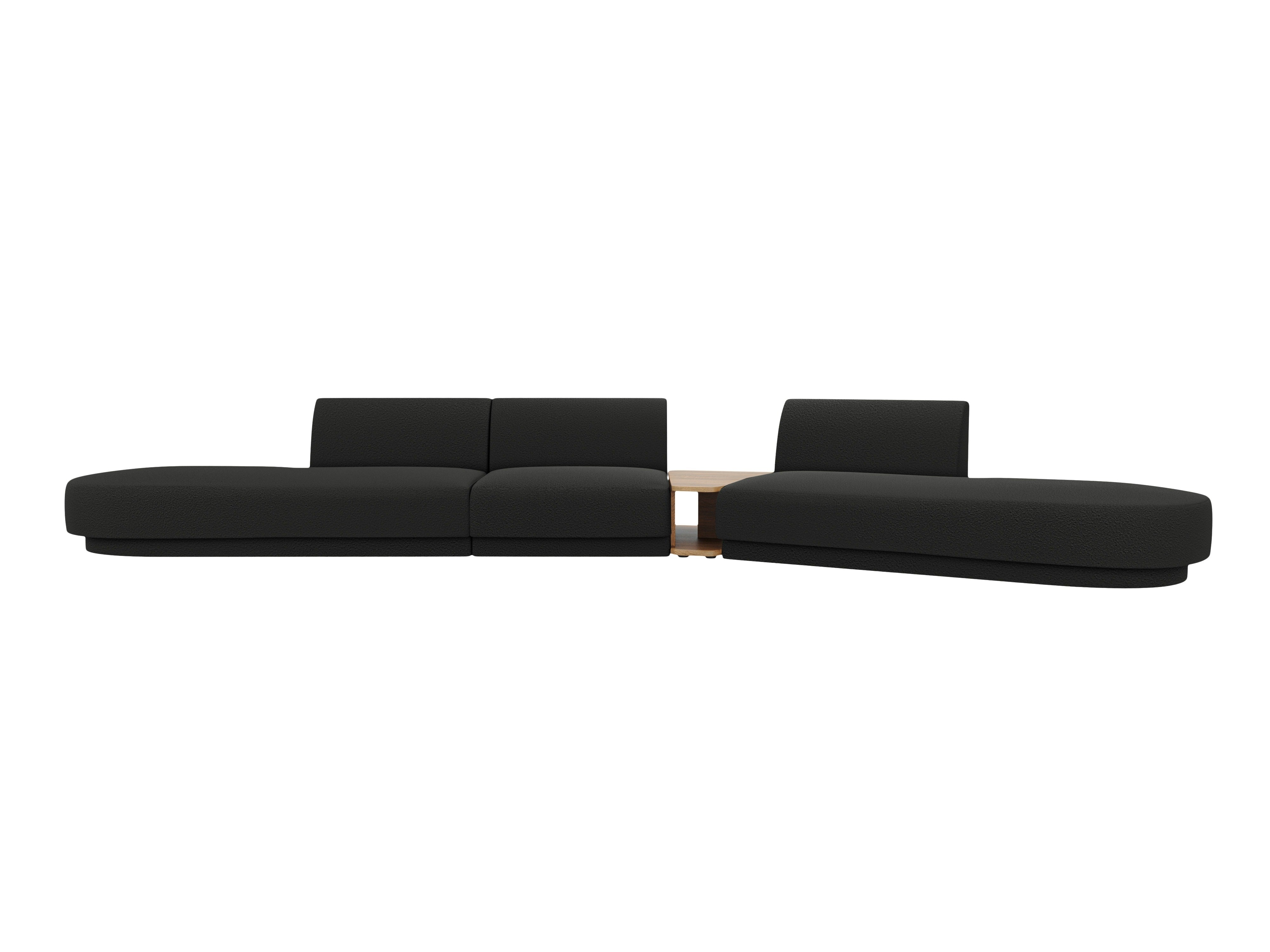 Sofa modułowa prawostronna ze stolikiem 5-osobowa MILEY czarny boucle