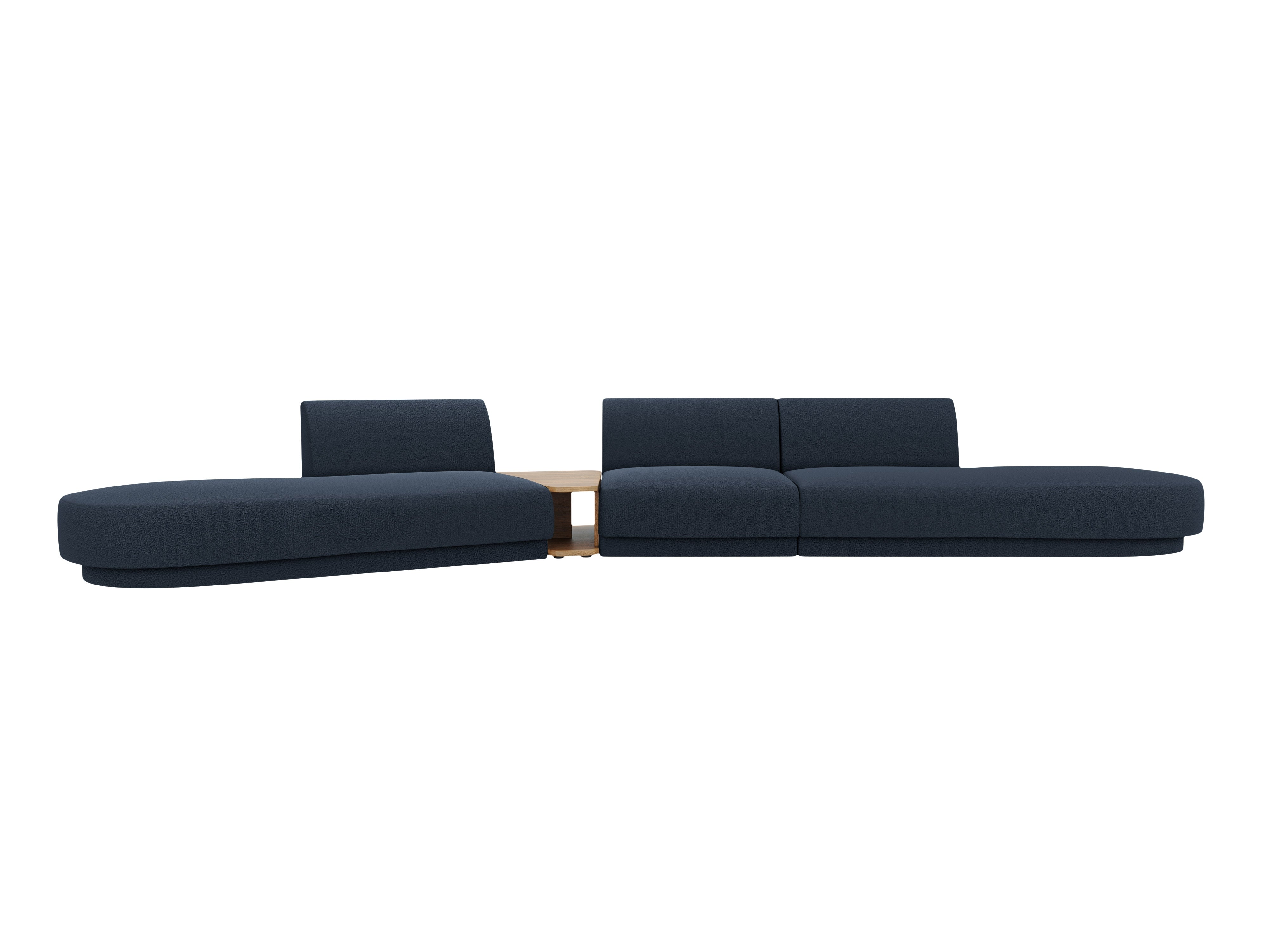 Sofa modułowa lewostronna ze stolikiem 5-osobowa MILEY ciemnoniebieski boucle