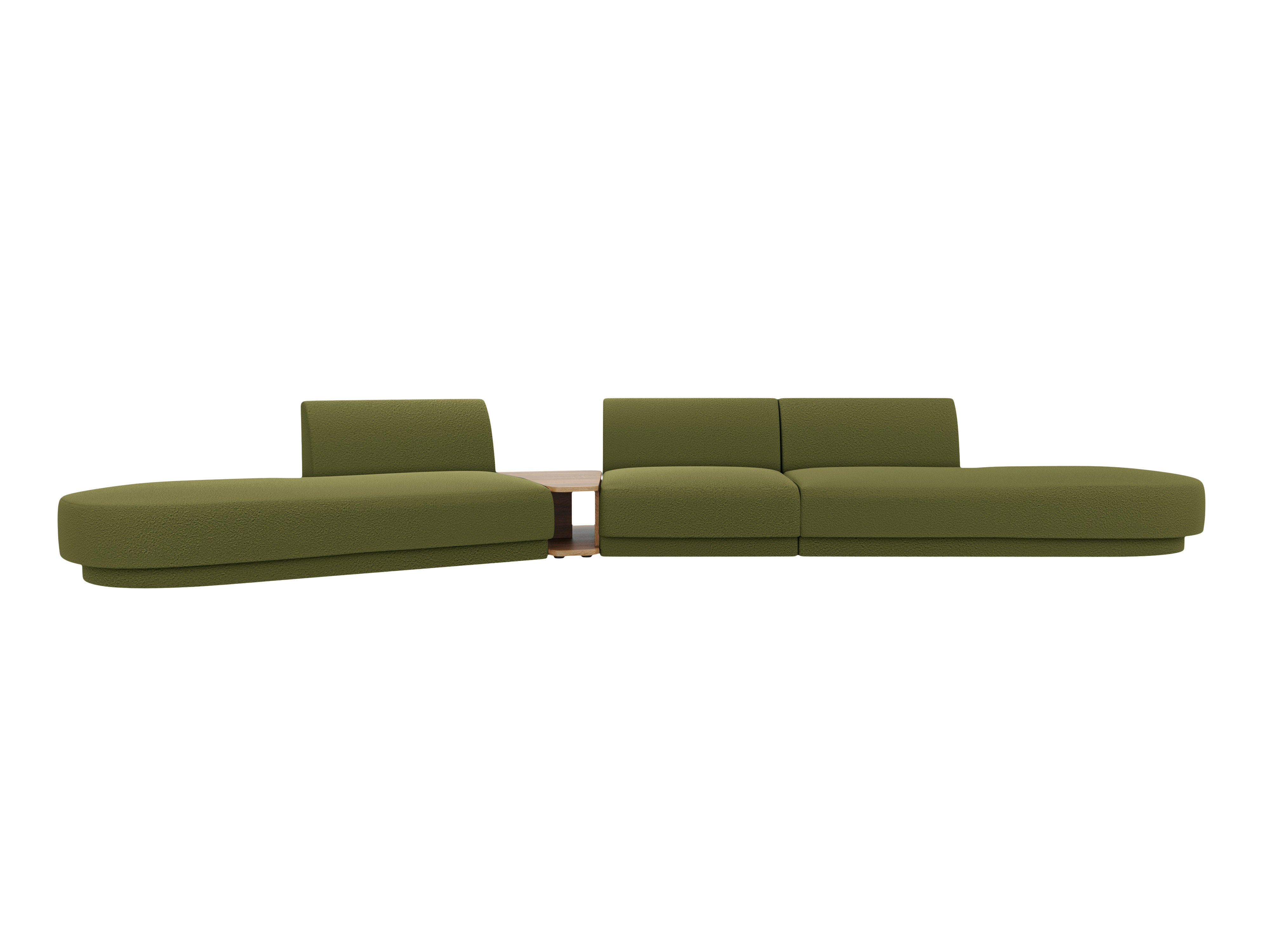 Sofa modułowa lewostronna ze stolikiem 5-osobowa MILEY zielony boucle
