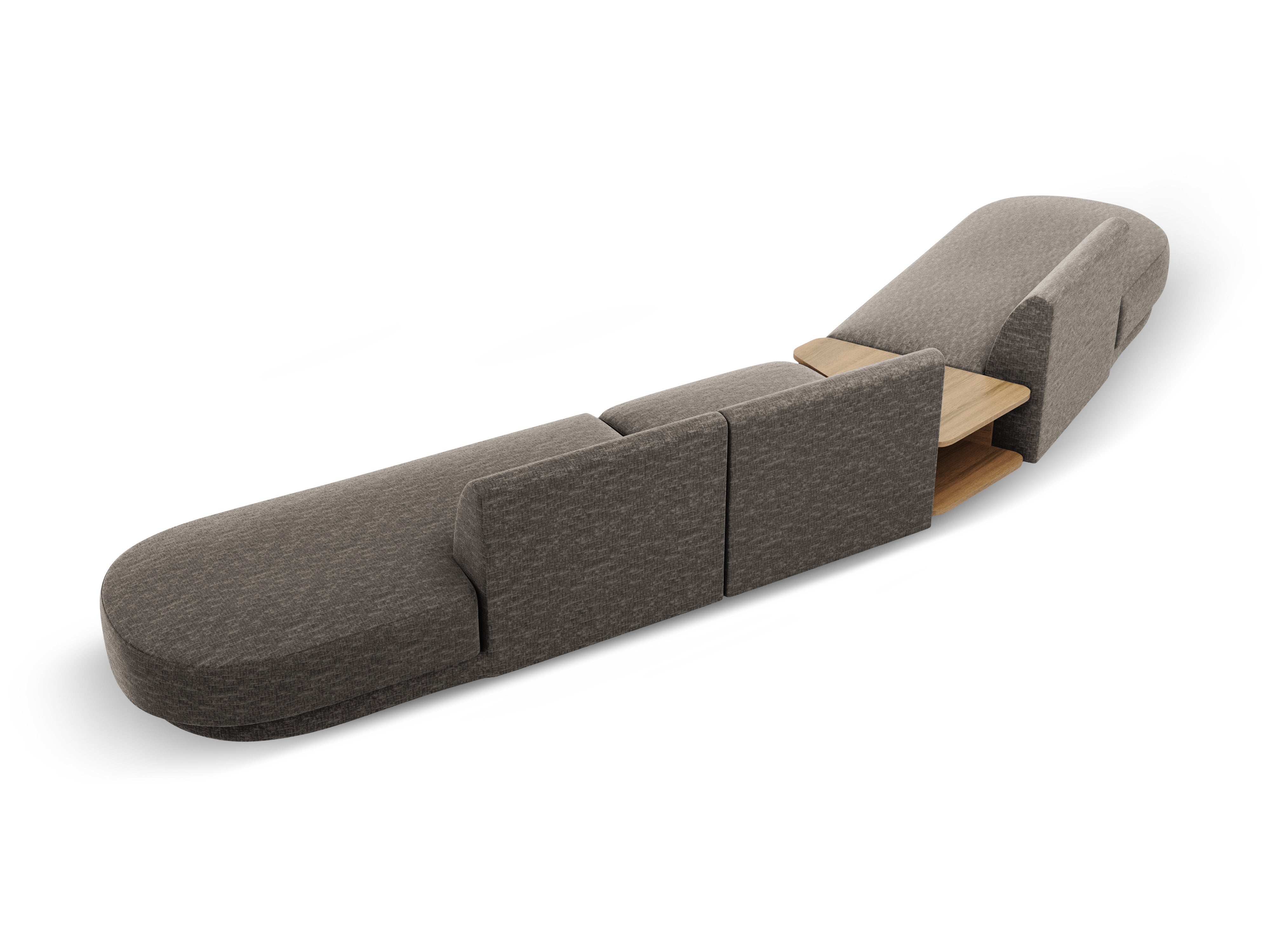 Sofa modułowa lewostronna ze stolikiem 5-osobowa MILEY szary szenil jedwabisty