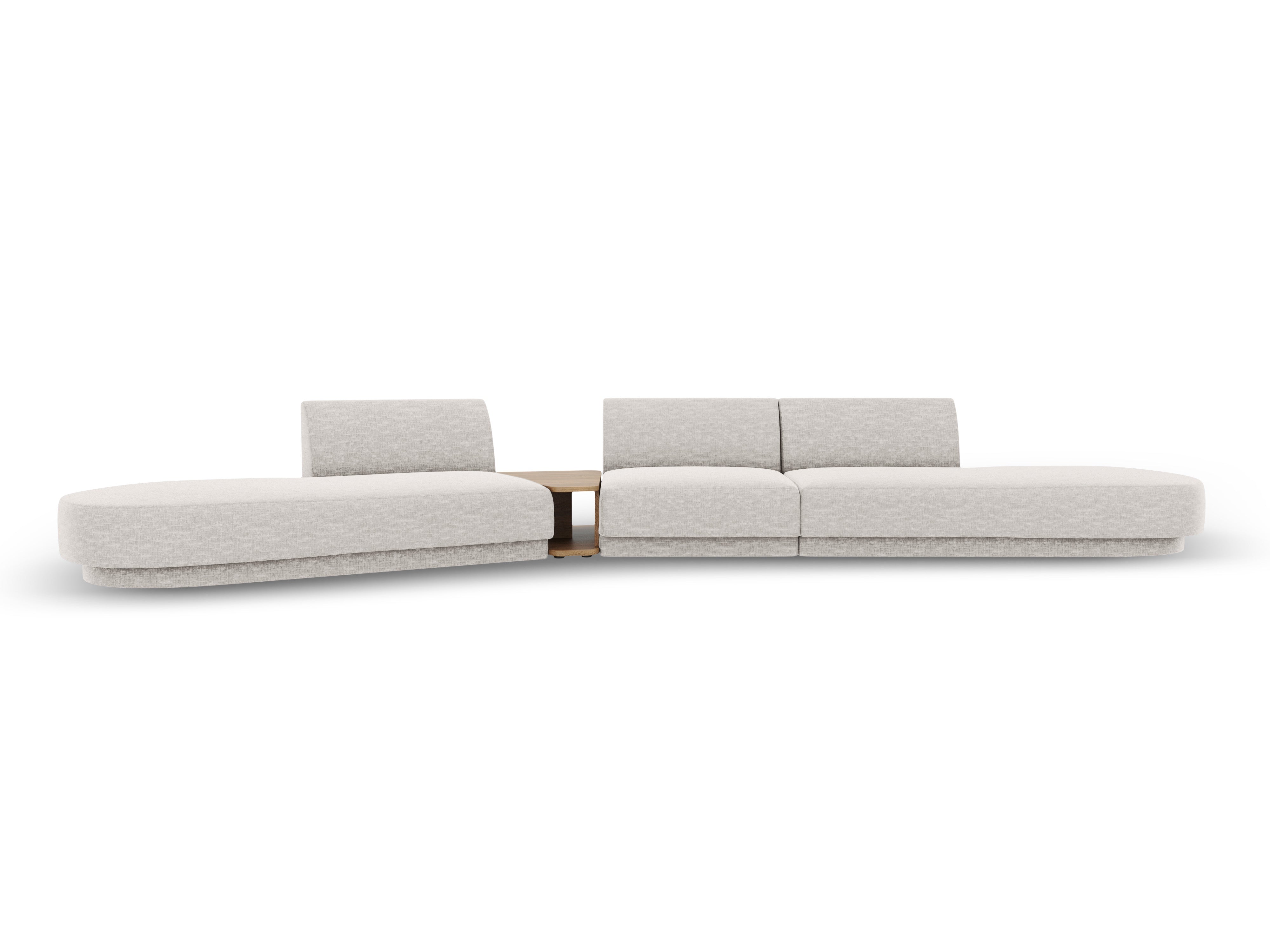 Sofa modułowa lewostronna ze stolikiem 5-osobowa MILEY szary szenil