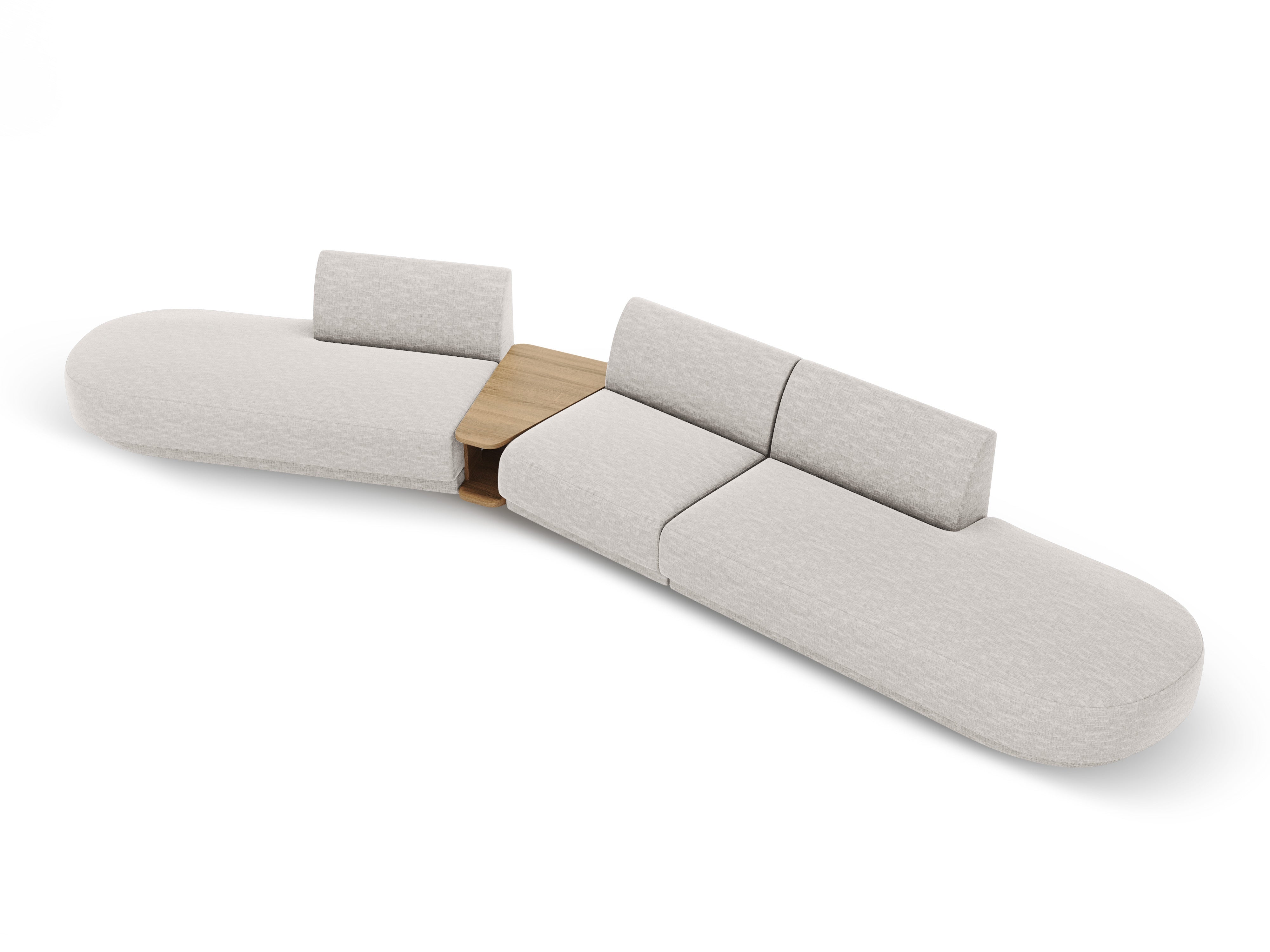 Sofa modułowa lewostronna ze stolikiem 5-osobowa MILEY szary szenil