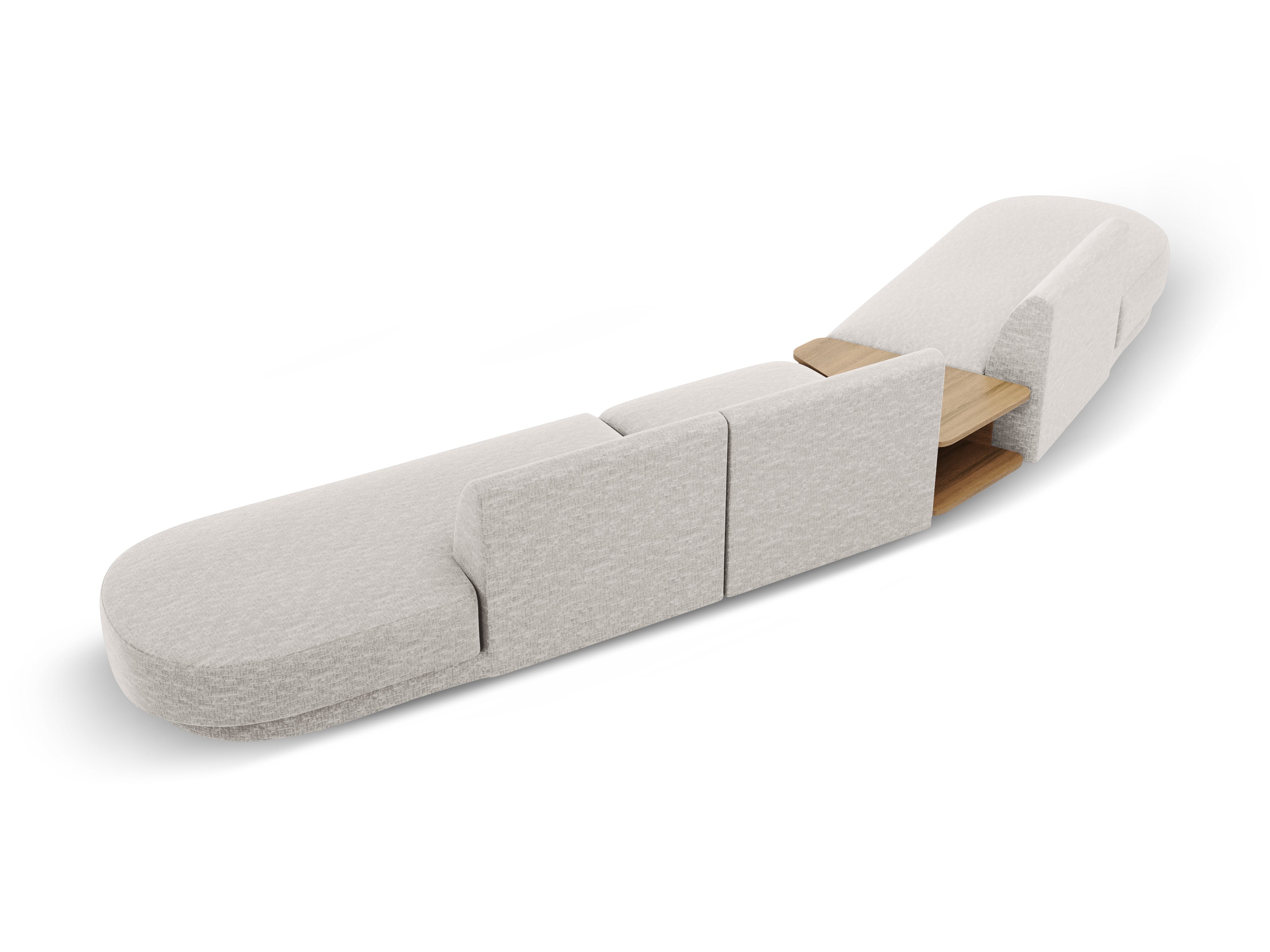 Sofa modułowa lewostronna ze stolikiem 5-osobowa MILEY szary szenil