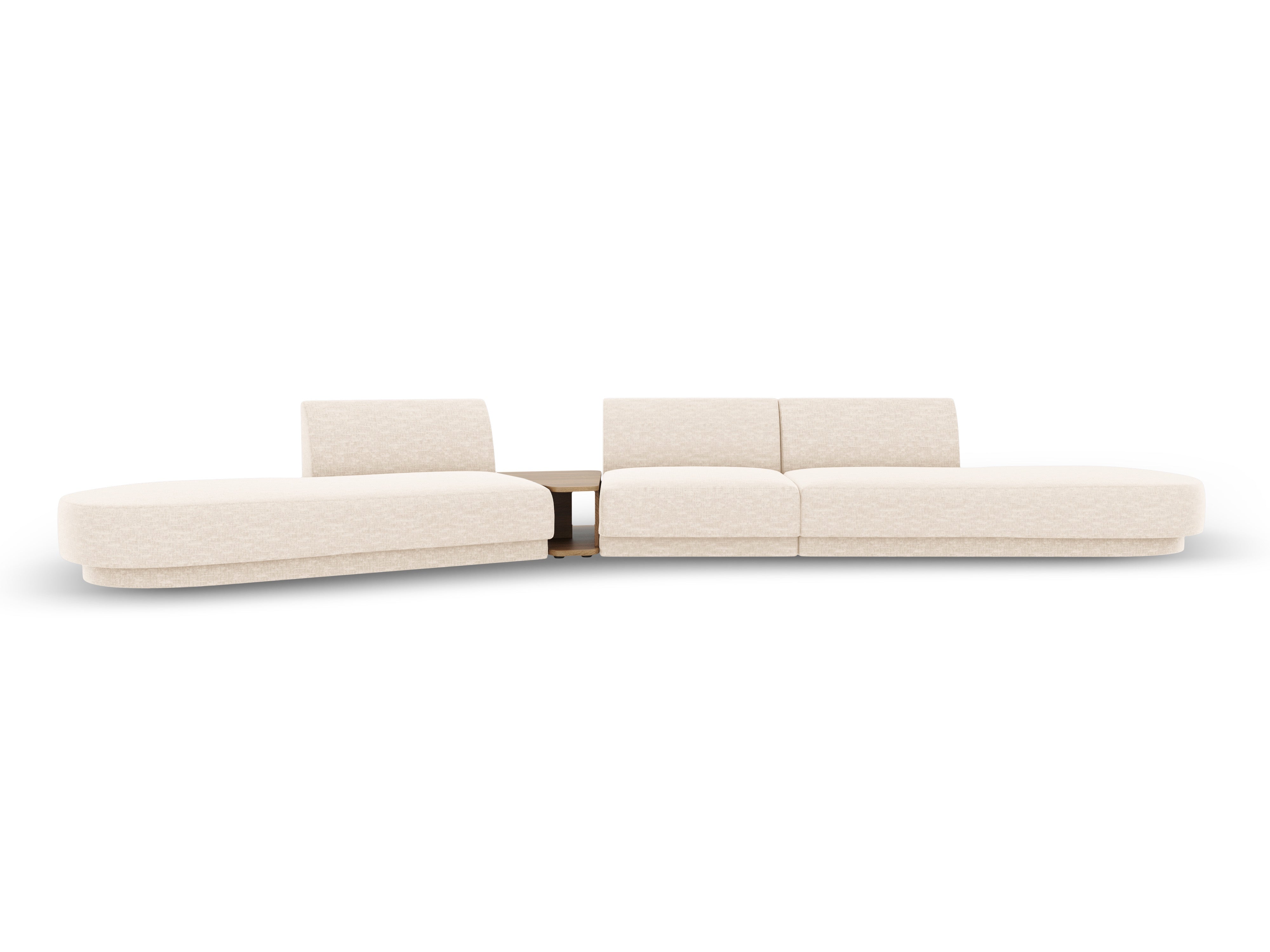 Sofa modułowa lewostronna ze stolikiem 5-osobowa MILEY kość słoniowa szenil