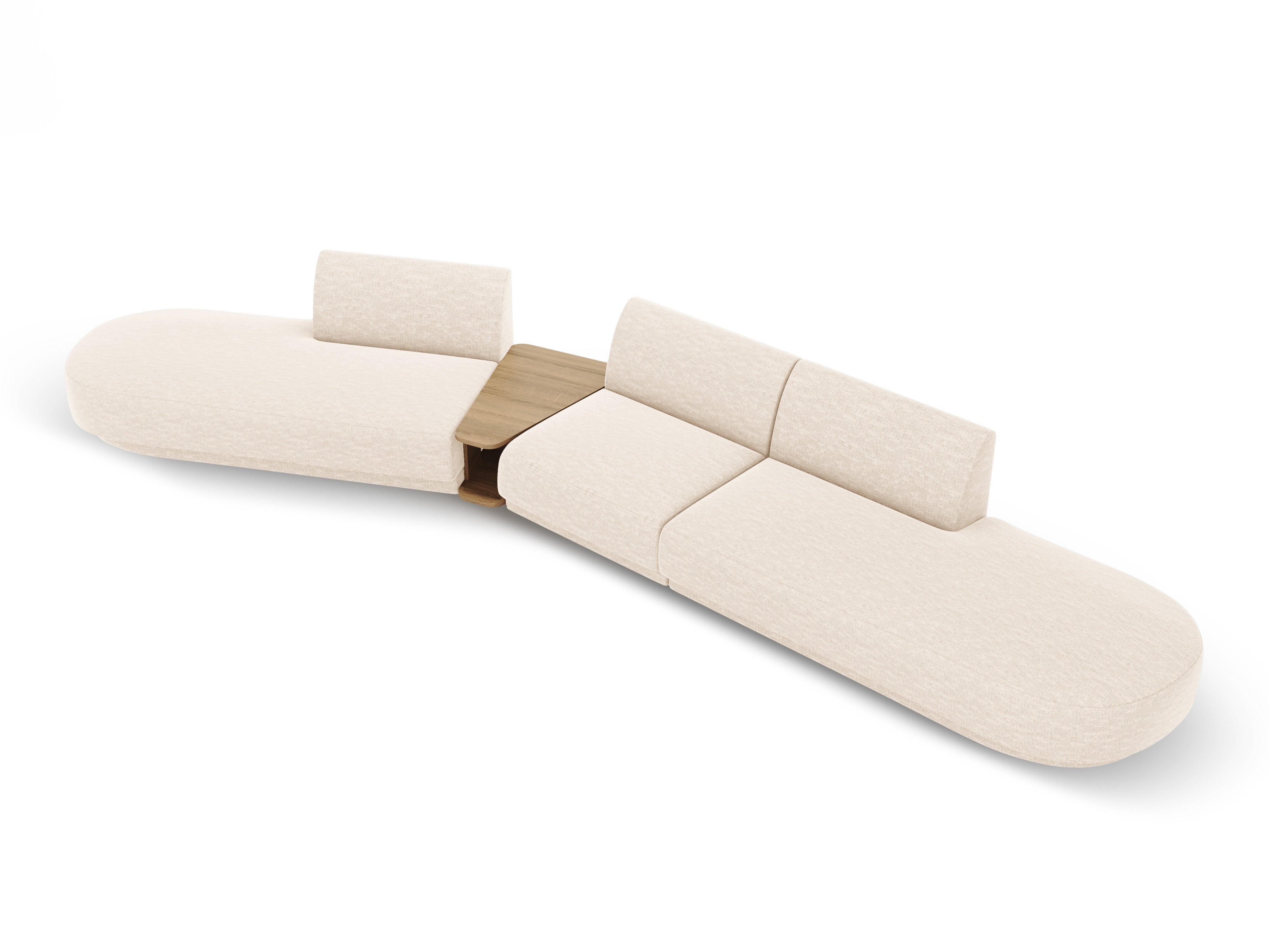 Sofa modułowa lewostronna ze stolikiem 5-osobowa MILEY kość słoniowa szenil