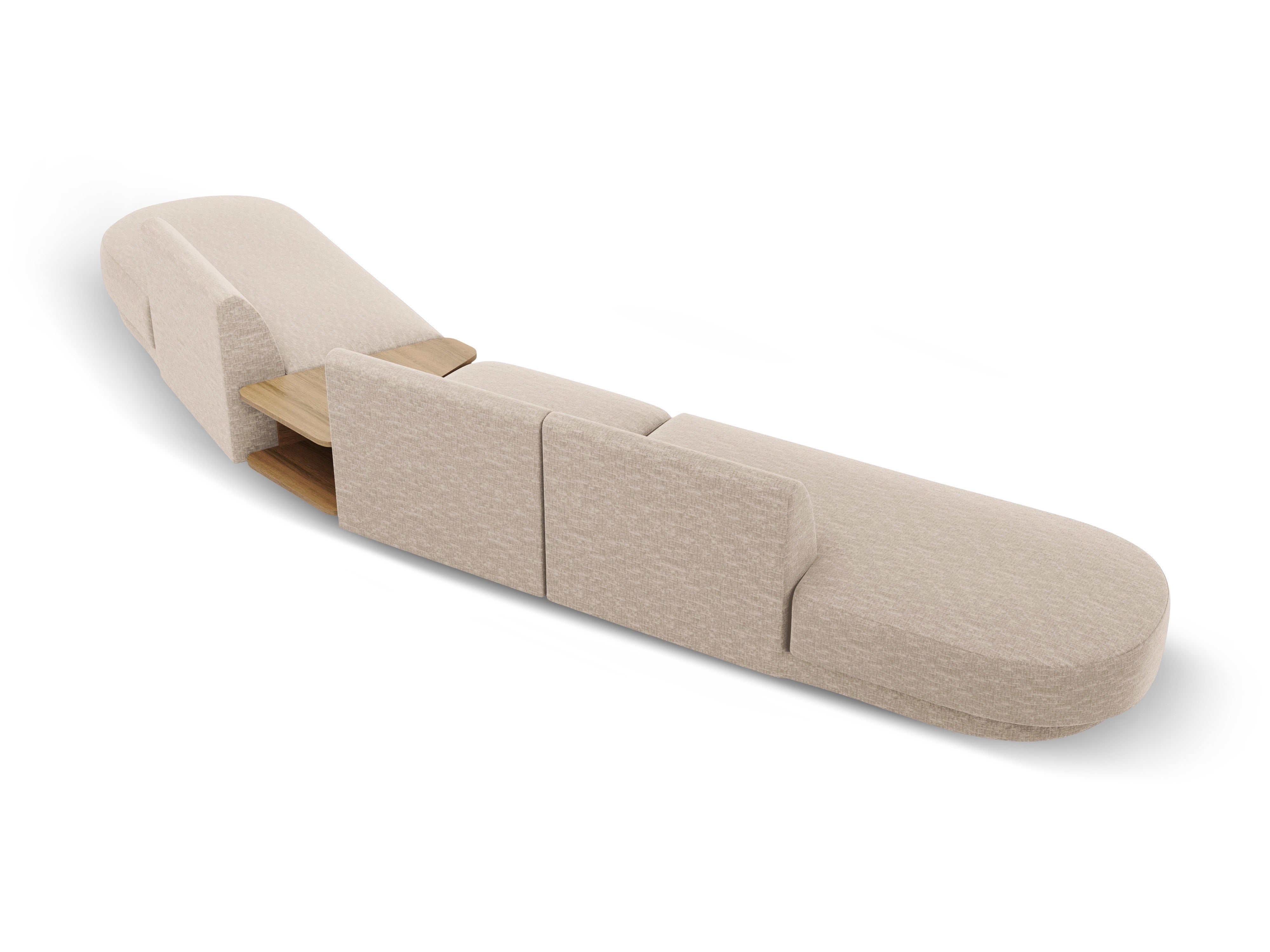 Sofa modułowa prawostronna ze stolikiem 5-osobowa MILEY beżowy szenil