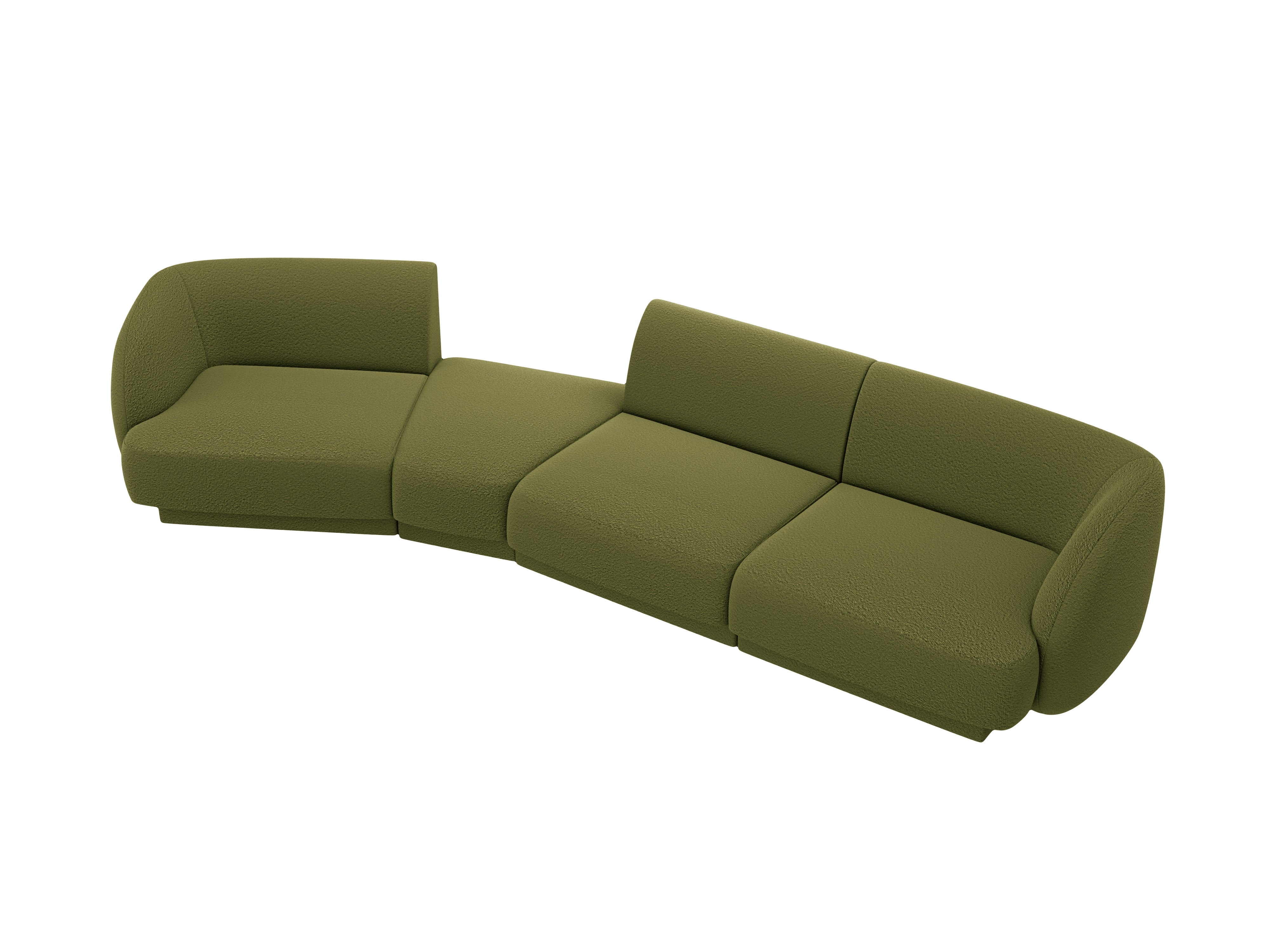 Sofa modułowa lewostronna 6-osobowa MILEY zielony boucle