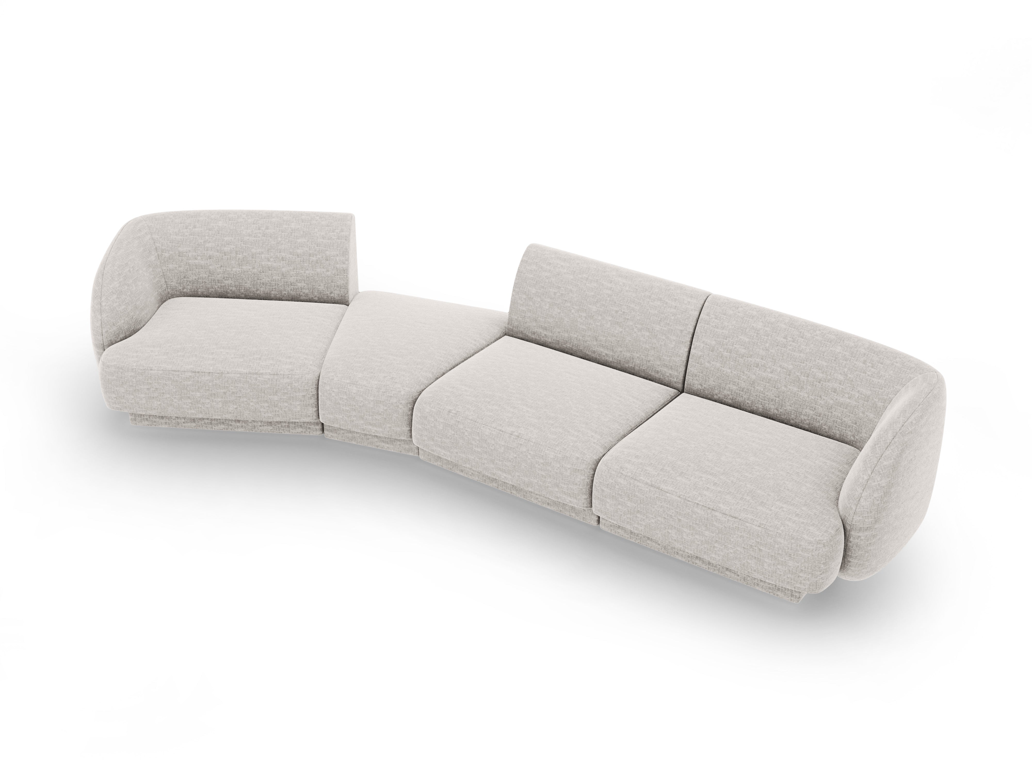 Left-facing modular sofa for 6 people MILEY light gray silky chenille