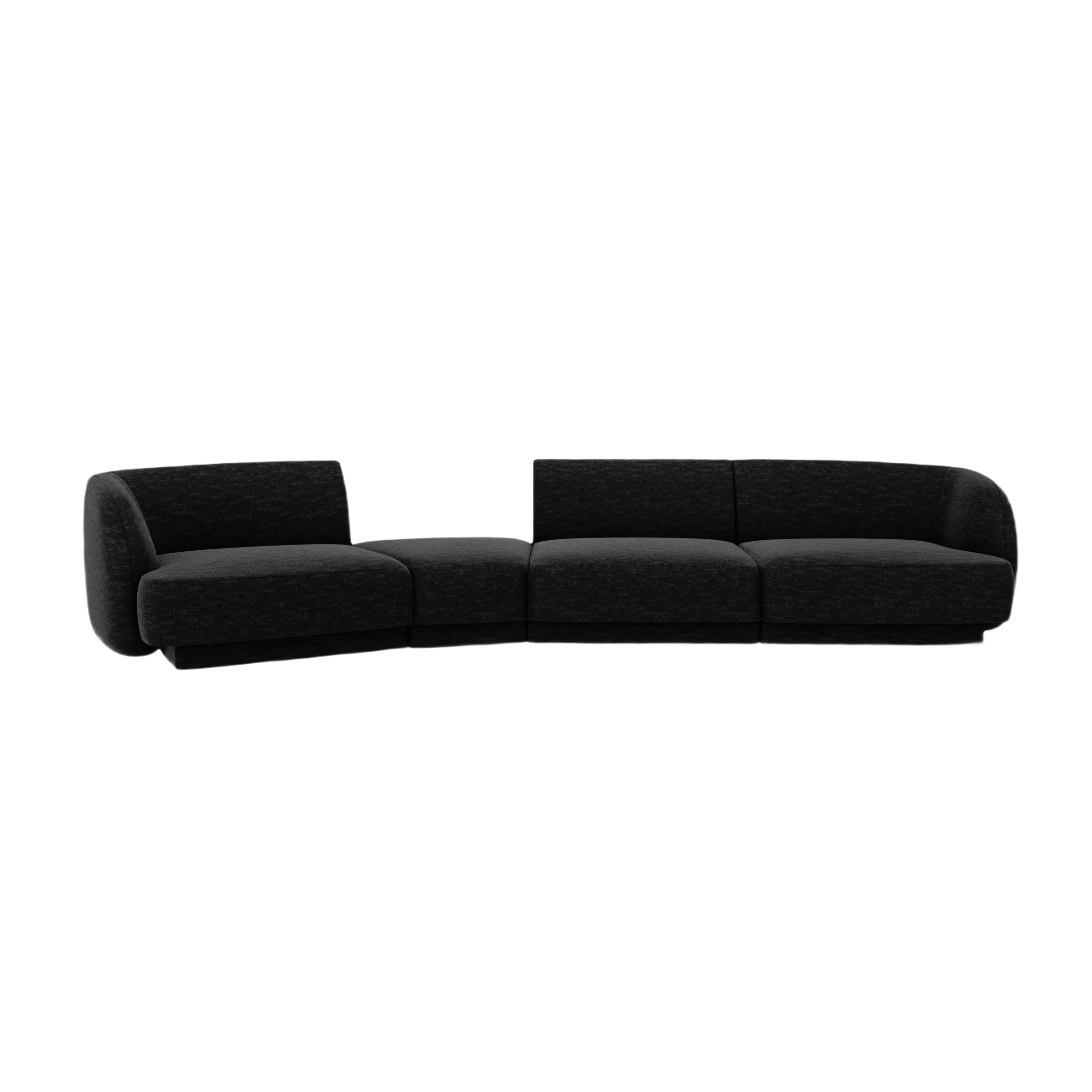 Left-facing modular sofa for 6 people MILEY black chenille silky