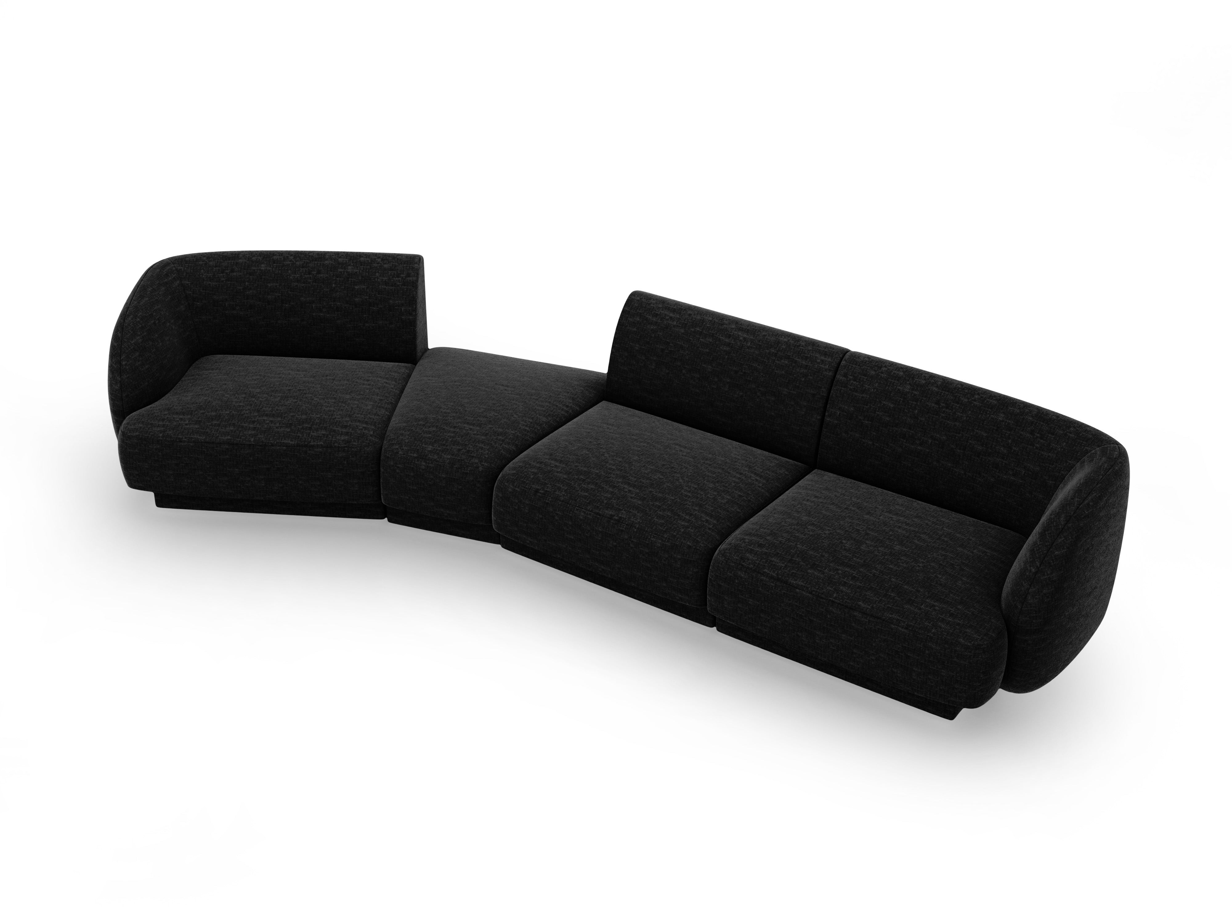Left-facing modular sofa for 6 people MILEY black chenille silky
