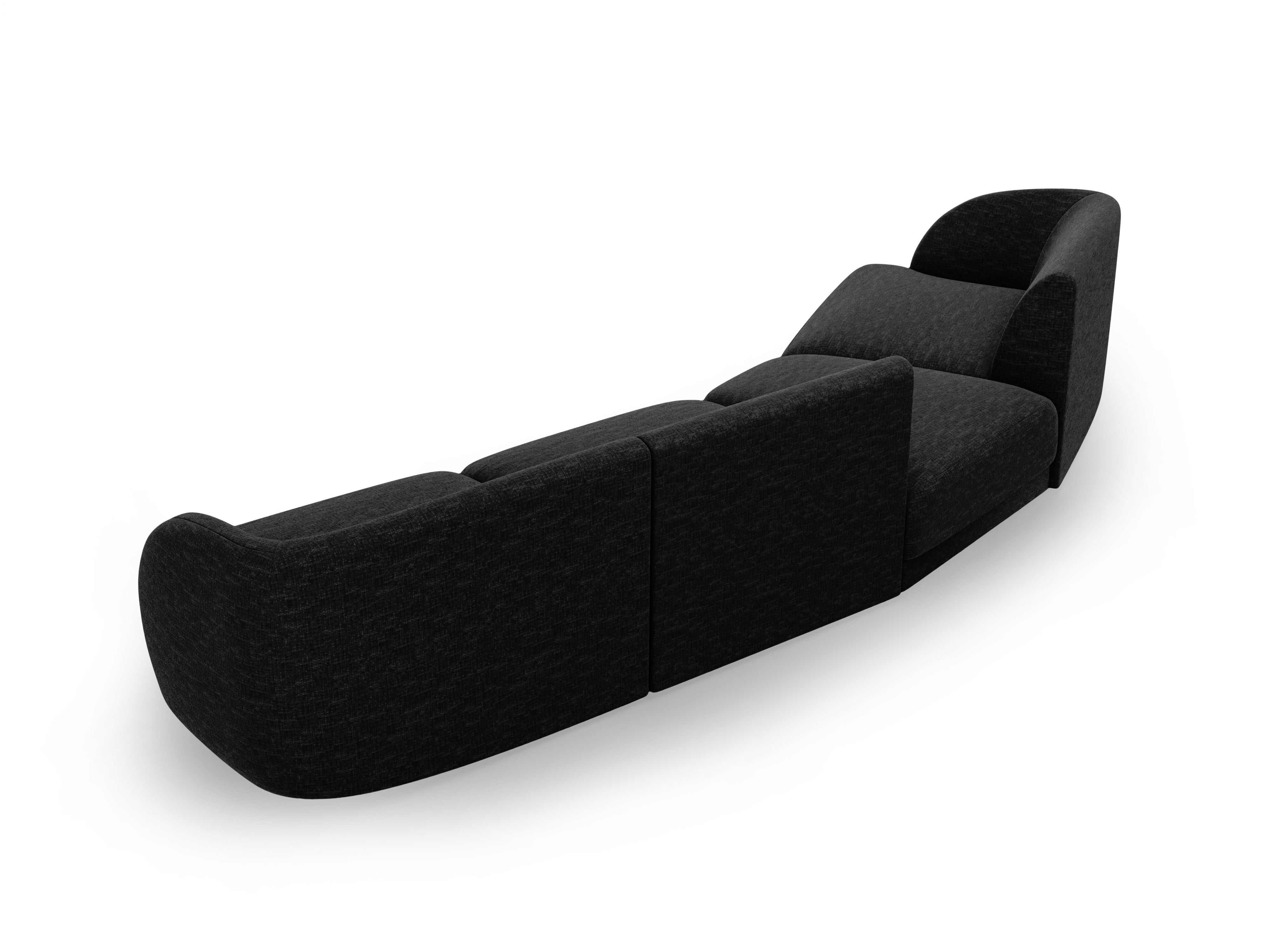 Left-facing modular sofa for 6 people MILEY black chenille silky