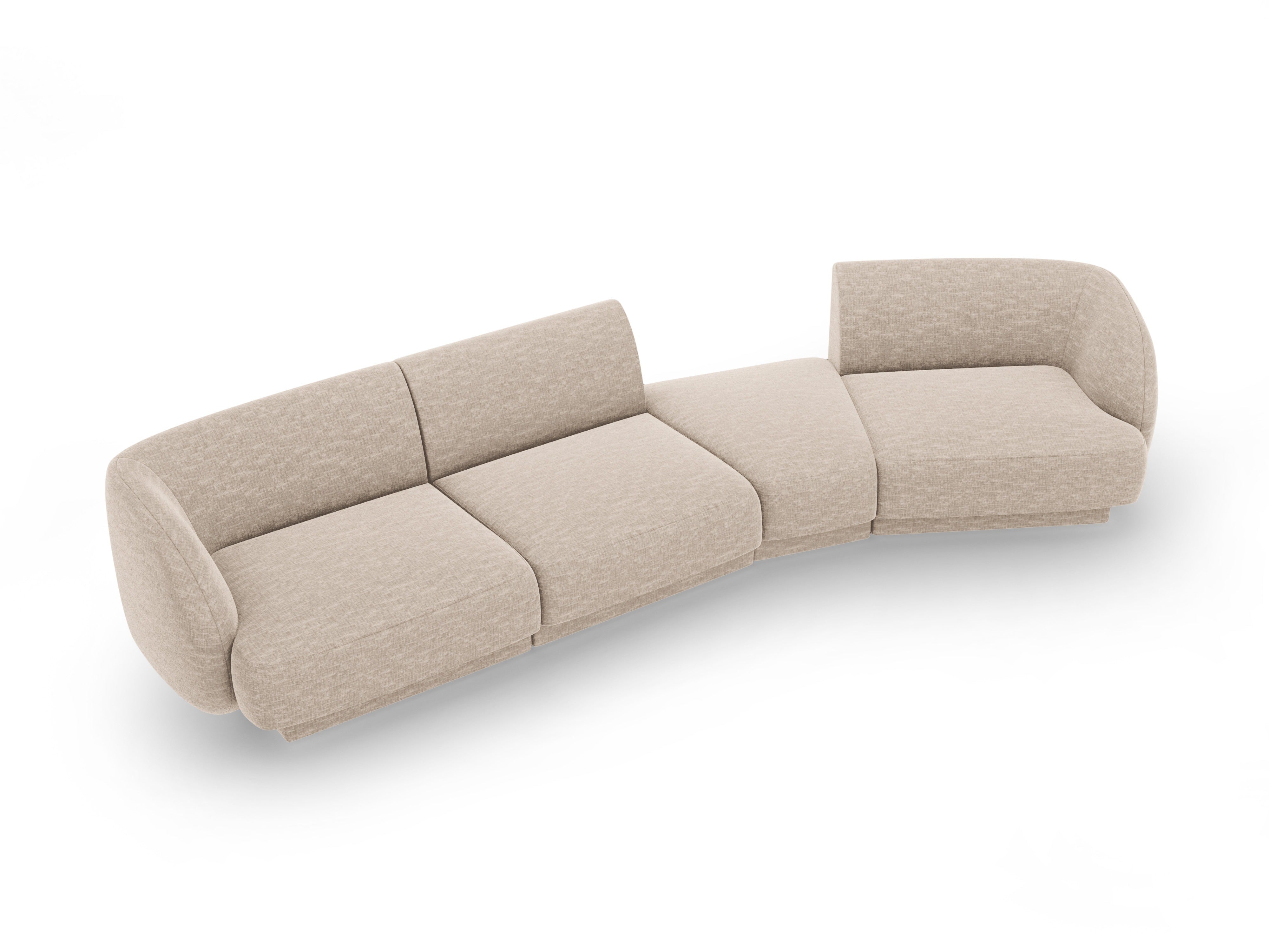 Right-facing modular sofa for 6 people MILEY beige chenille
