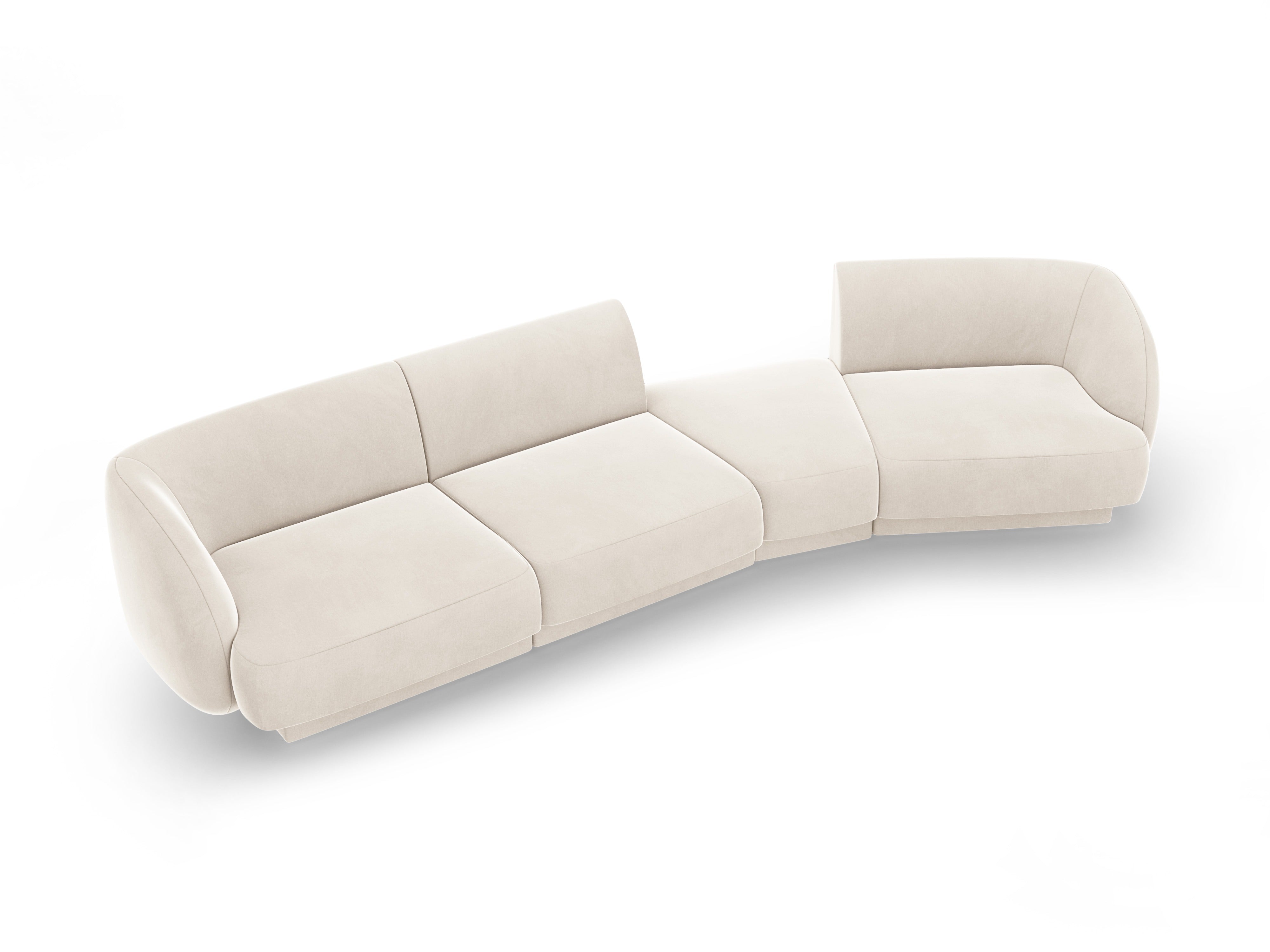 Sofa modułowa prawostronna 6-osobowa aksamitna MILEY jasnobeżowy