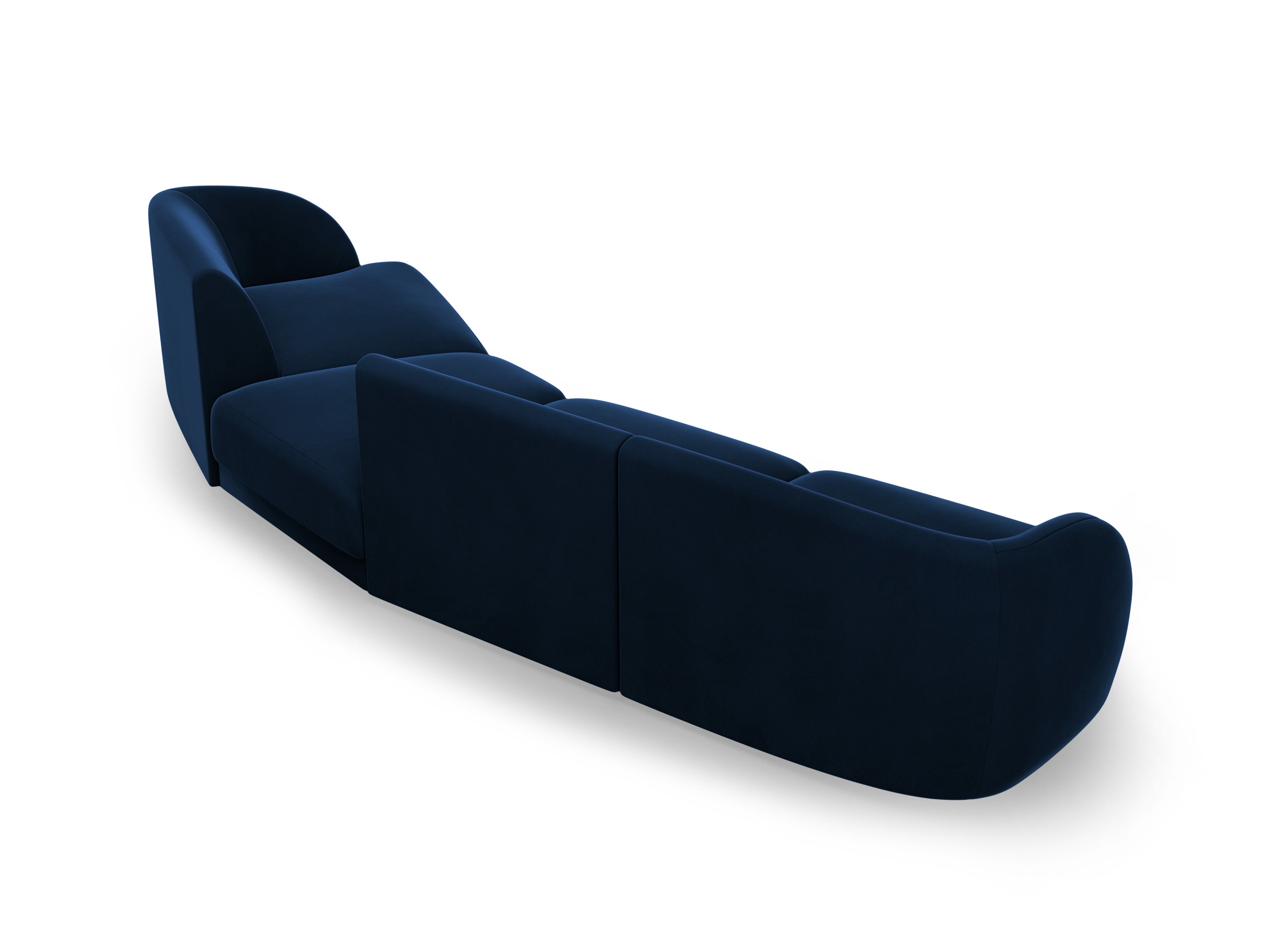 Right-facing modular velvet sofa for 6 people MILEY royal blue