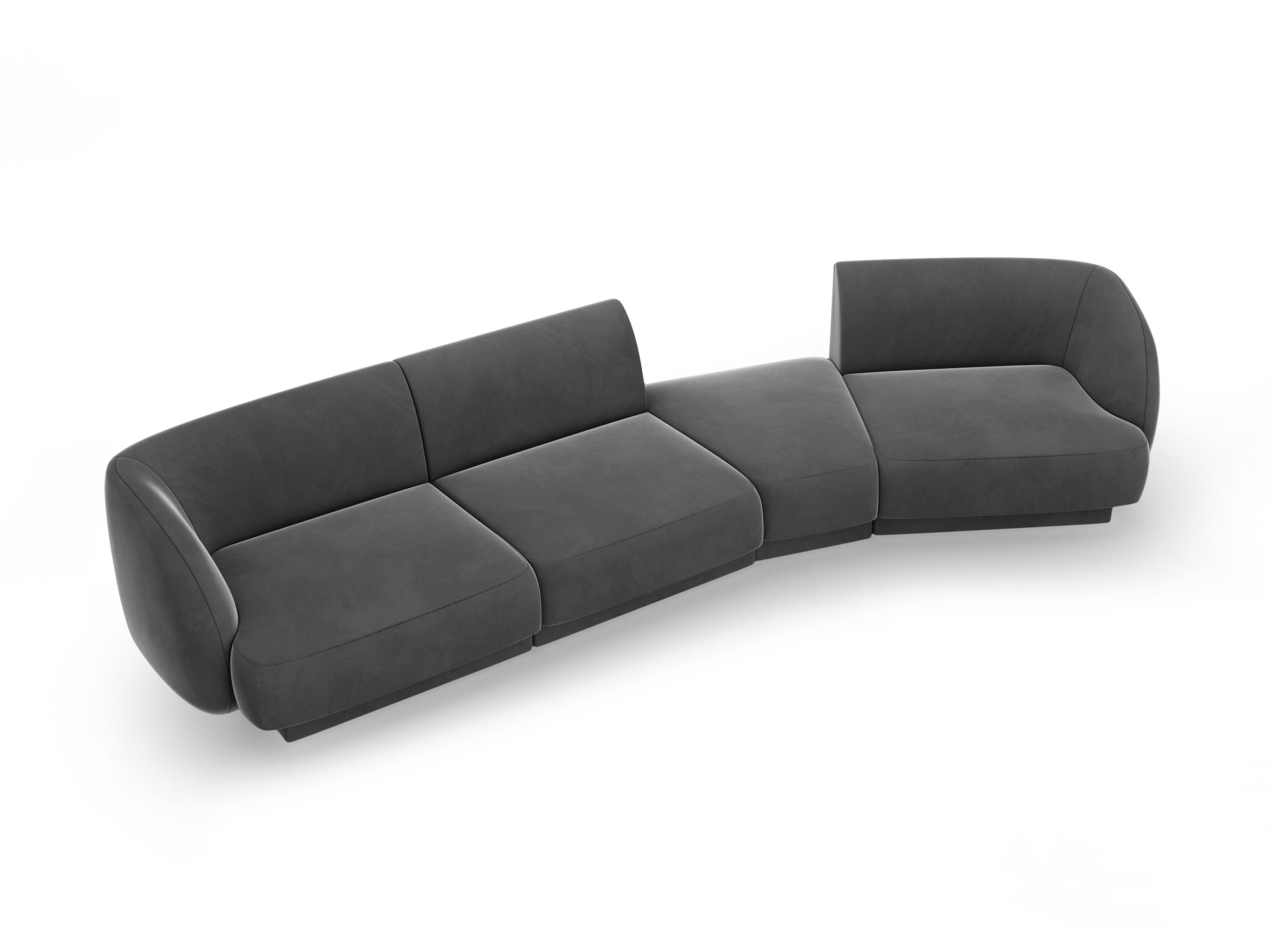 Sofa modułowa prawostronna 6-osobowa aksamitna MILEY szary