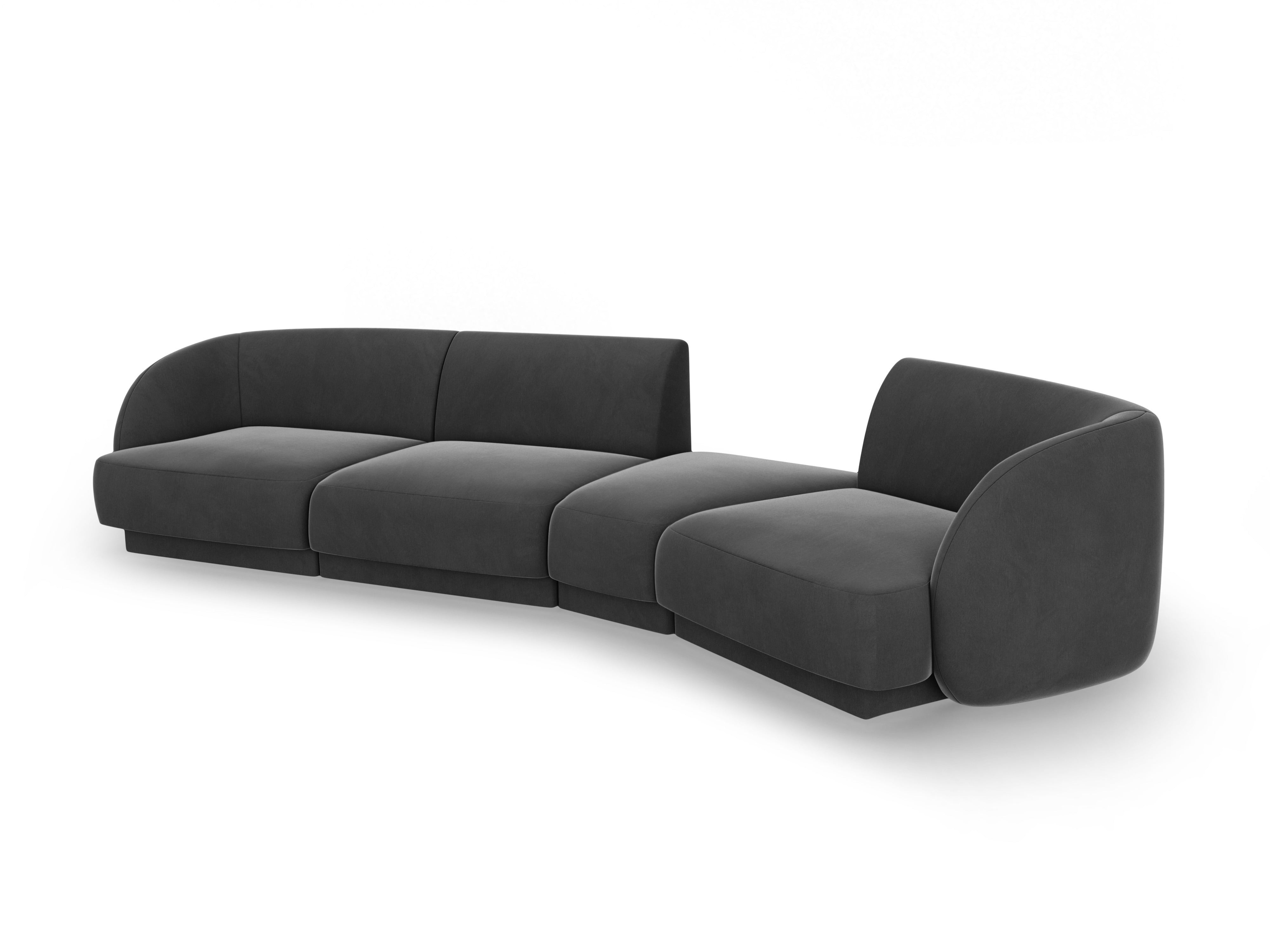 Sofa modułowa prawostronna 6-osobowa aksamitna MILEY szary